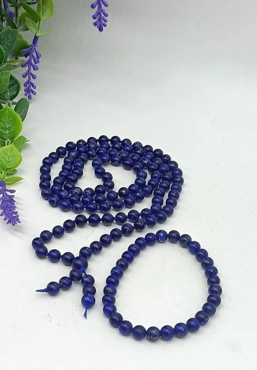 Lapis Lazuli AAA Quality 108 Mala Beads 6mm with Bracelet Included