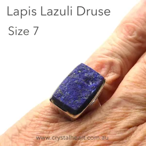 Lapis Lazuli Druse Ring, 925 Silver g1