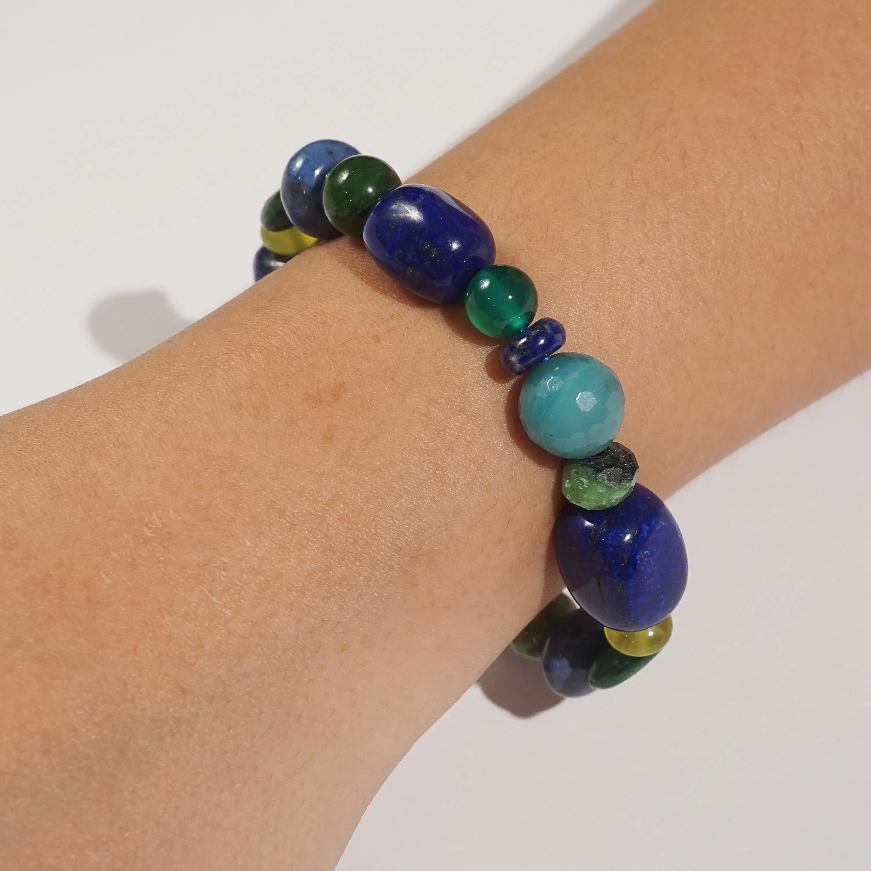 Lapis Lazuli, Green Kyanite, and African Chrysocolla Mixed Gemstones