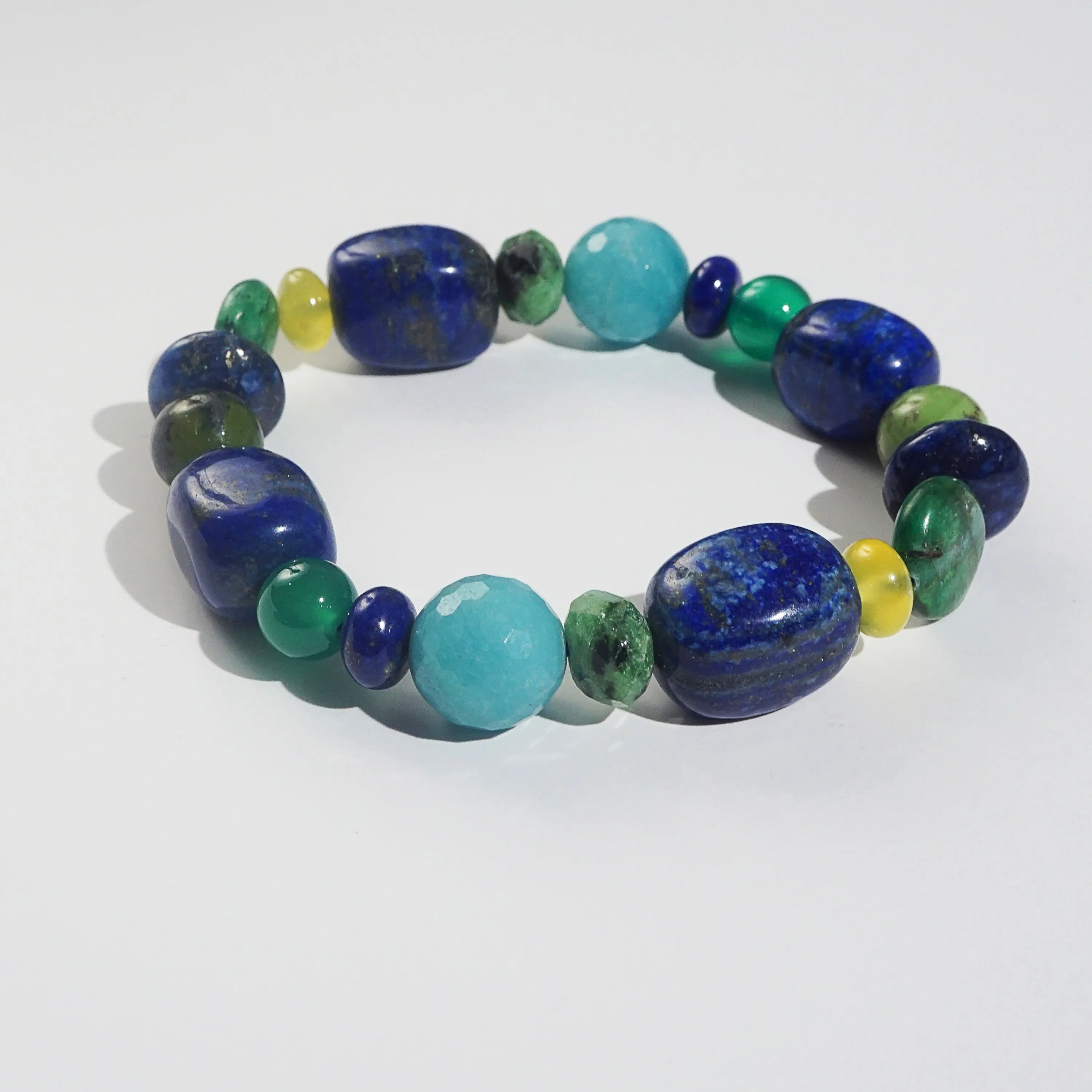 Lapis Lazuli, Green Kyanite, and African Chrysocolla Mixed Gemstones