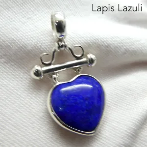 Lapis Lazuli Heart Pendant, Heart Shape, 925 Sterling Silver KtS
