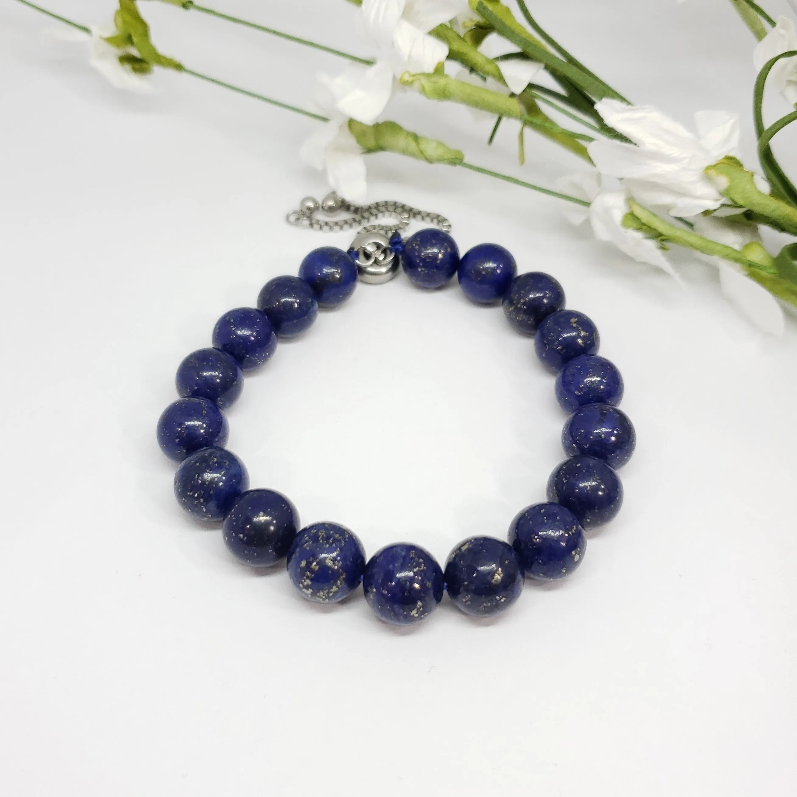 Lapis Lazuli Stainless Steel Round Bolo Style Bracelet TGW 250 cts.