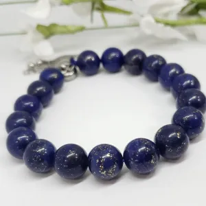 Lapis Lazuli Stainless Steel Round Bolo Style Bracelet TGW 250 cts.