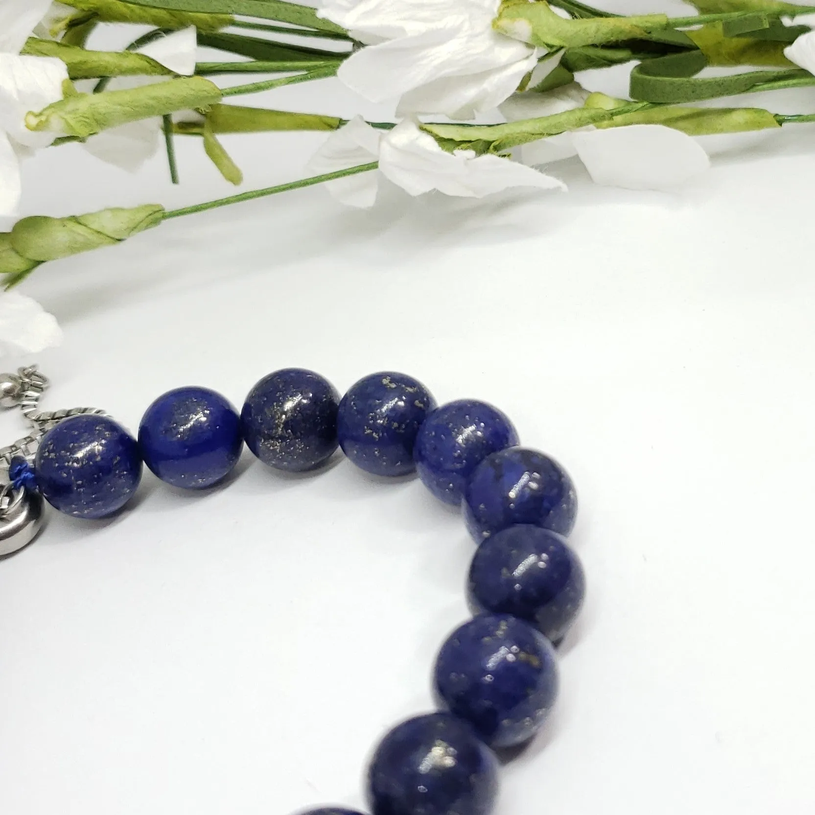 Lapis Lazuli Stainless Steel Round Bolo Style Bracelet TGW 250 cts.