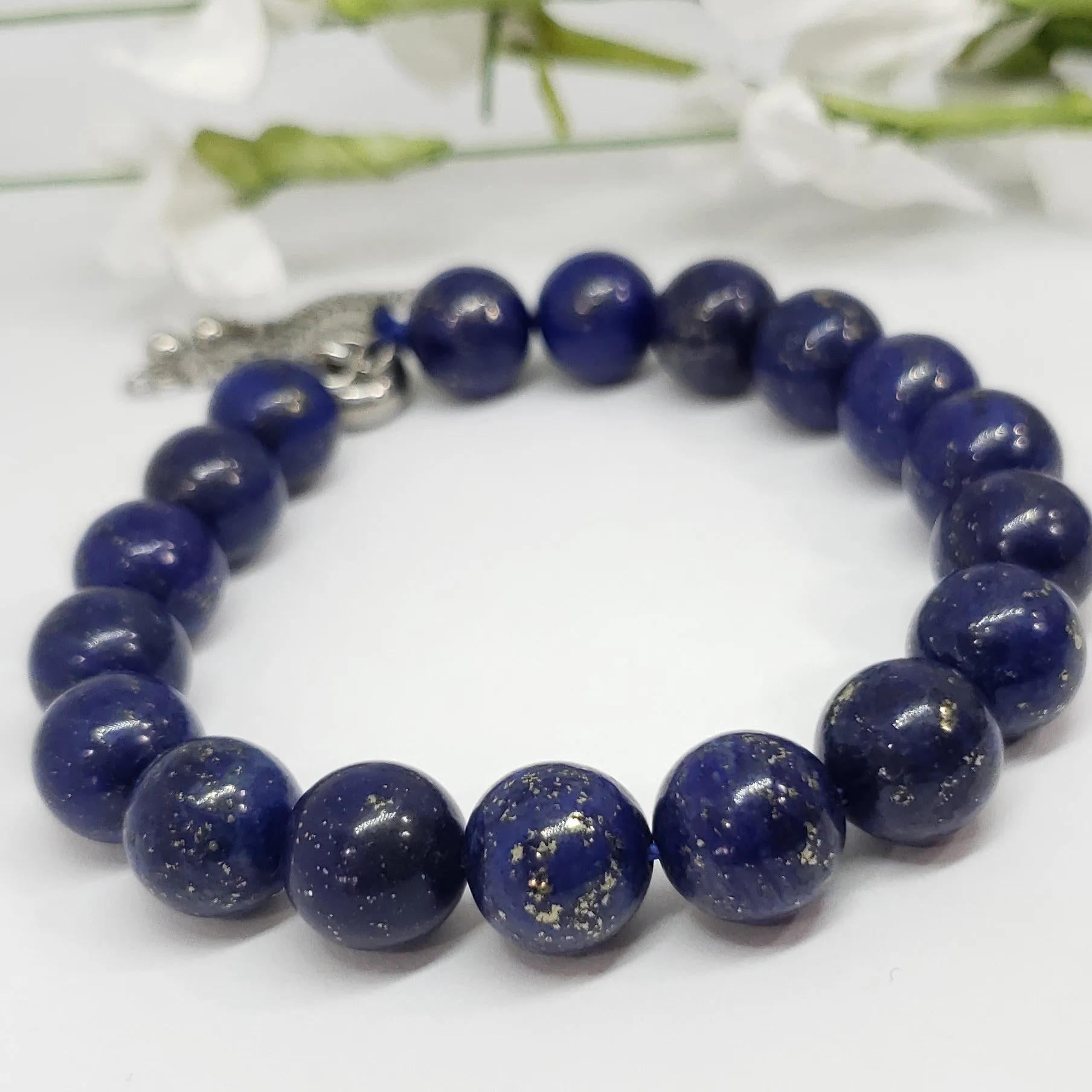 Lapis Lazuli Stainless Steel Round Bolo Style Bracelet TGW 250 cts.