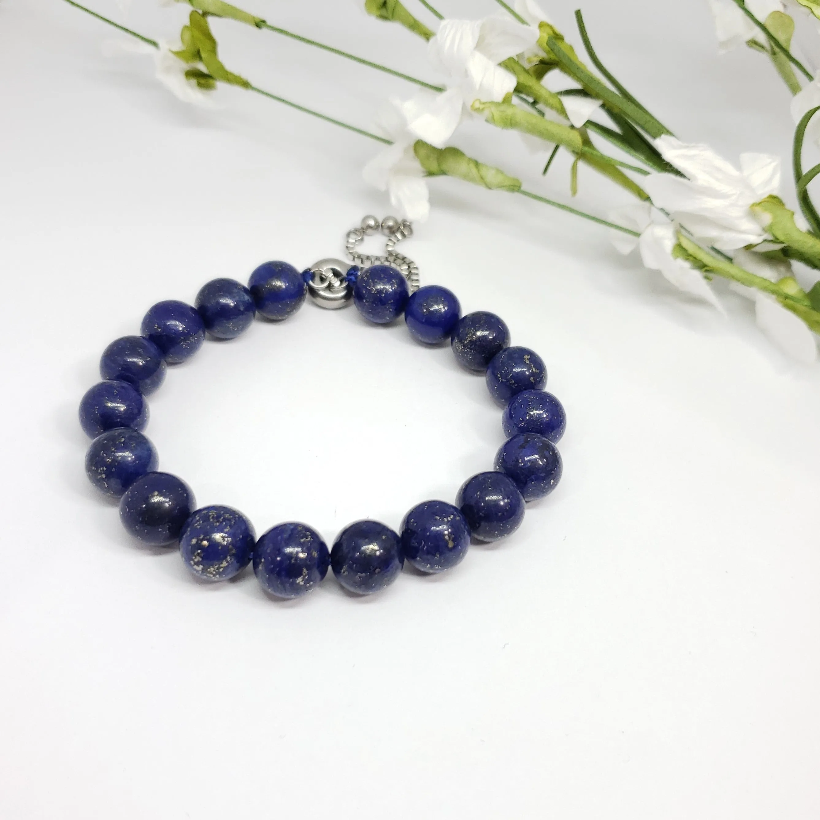 Lapis Lazuli Stainless Steel Round Bolo Style Bracelet TGW 250 cts.