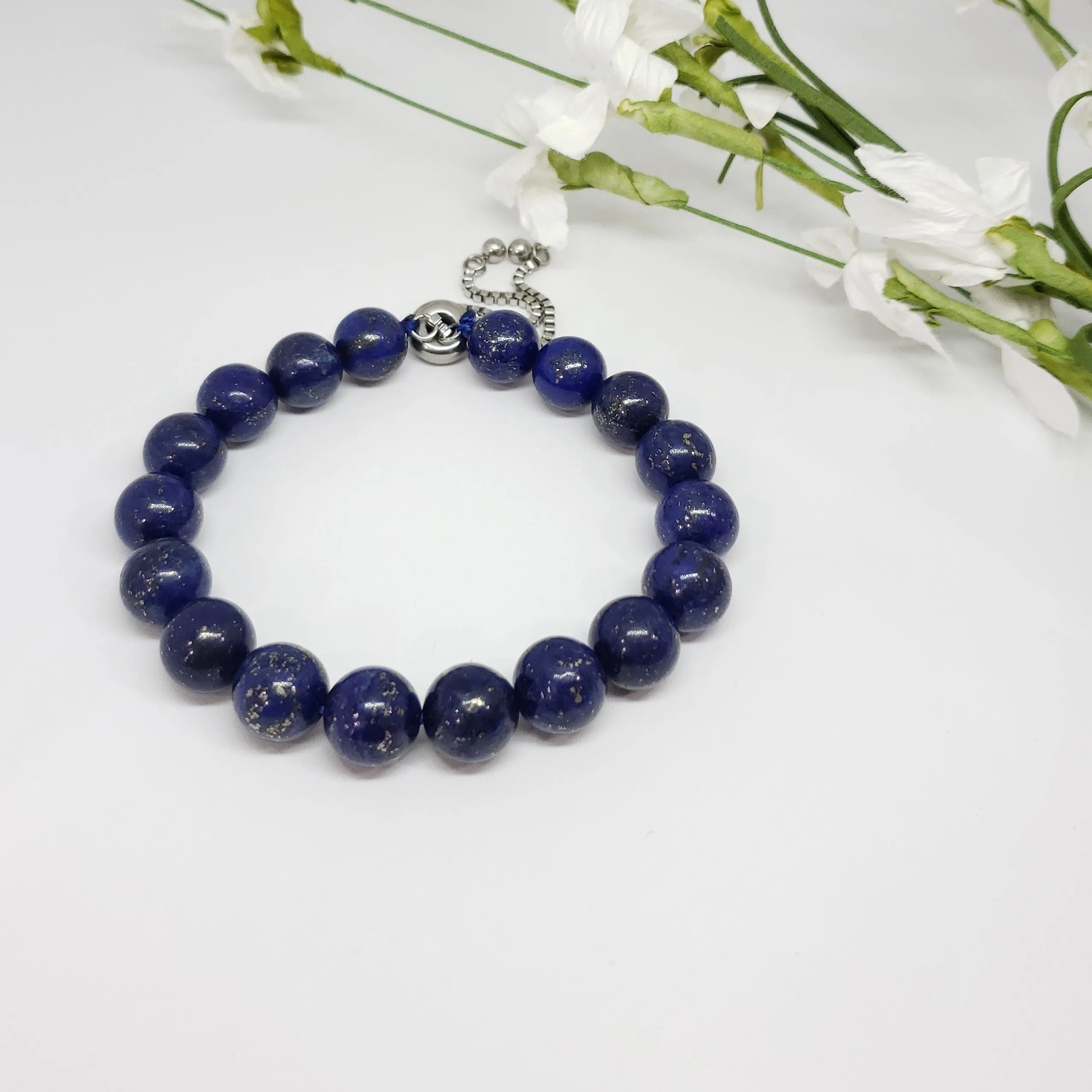 Lapis Lazuli Stainless Steel Round Bolo Style Bracelet TGW 250 cts.