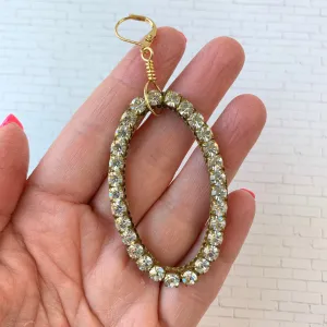 Large Swarovski Rhinestone Oval Hoop Earrings - Choice of Rhinestone Color
