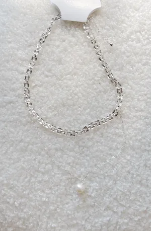 Layered Watch Chain Pearl Layer Necklace