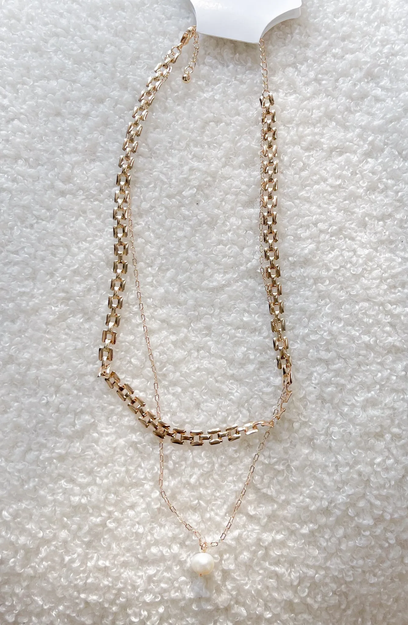 Layered Watch Chain Pearl Layer Necklace