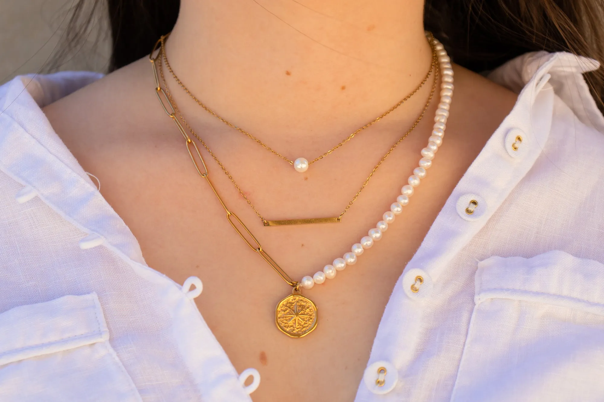 Livi 14k gold plated single pearl necklace