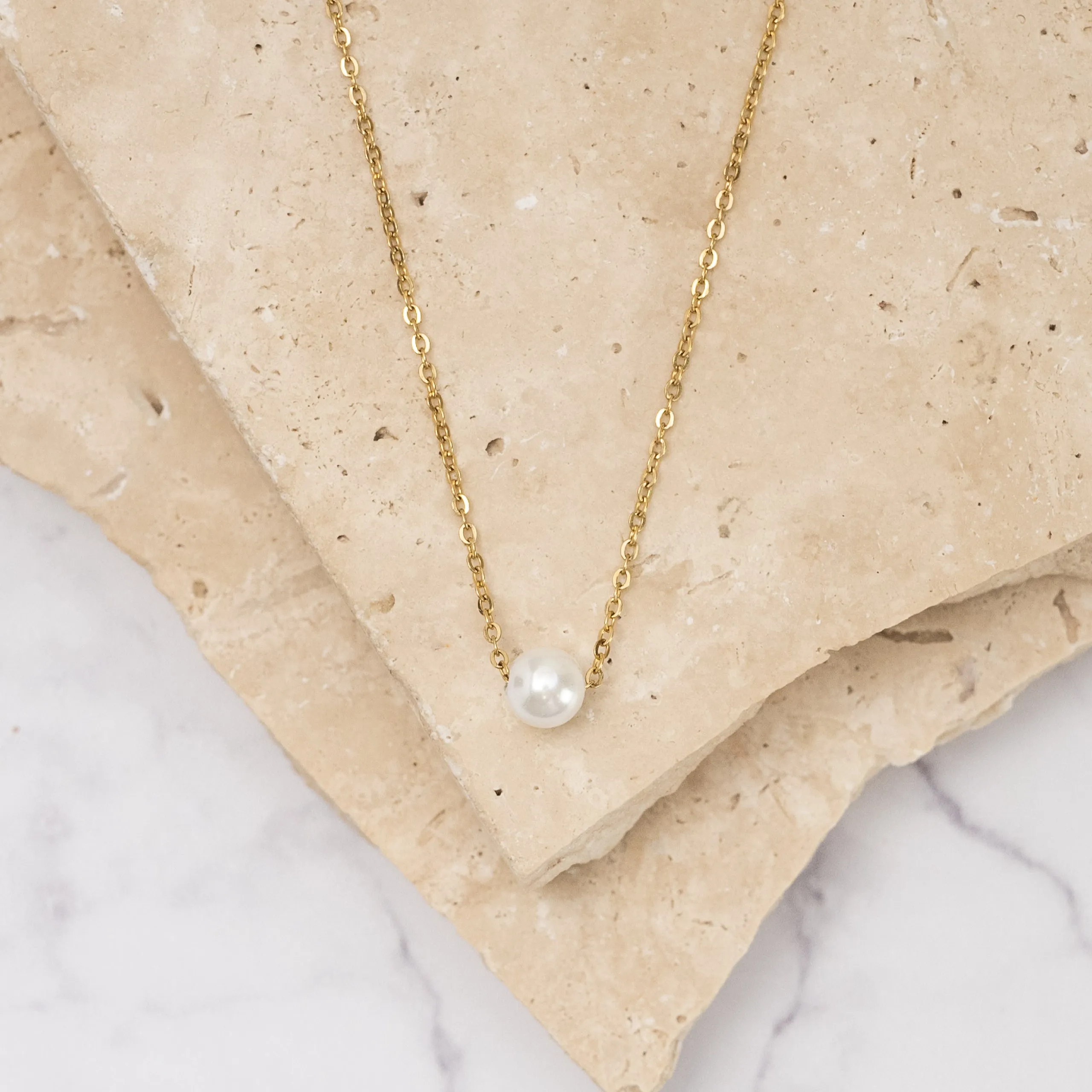 Livi 14k gold plated single pearl necklace