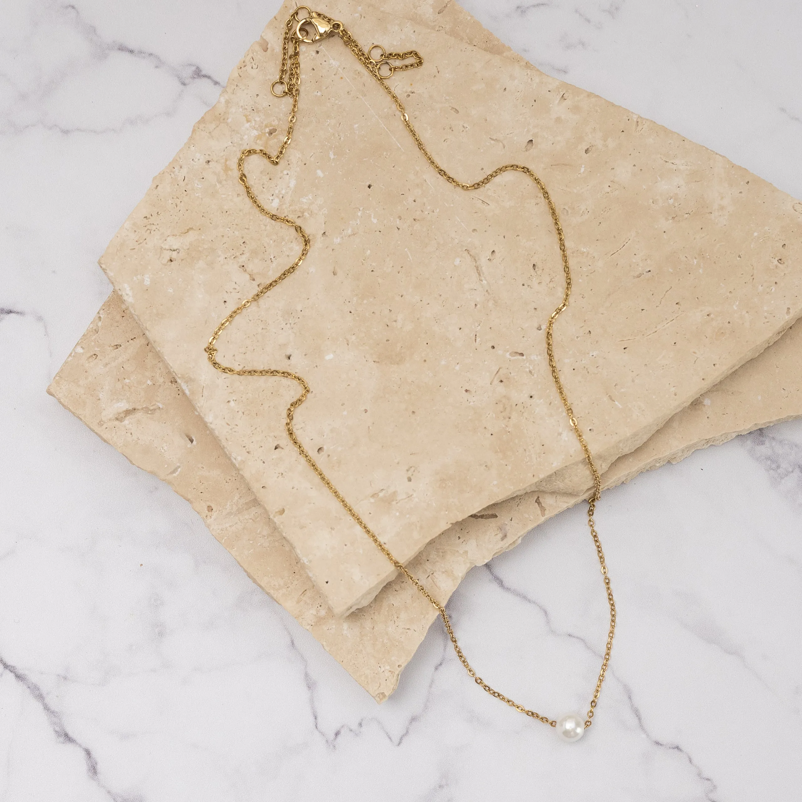 Livi 14k gold plated single pearl necklace