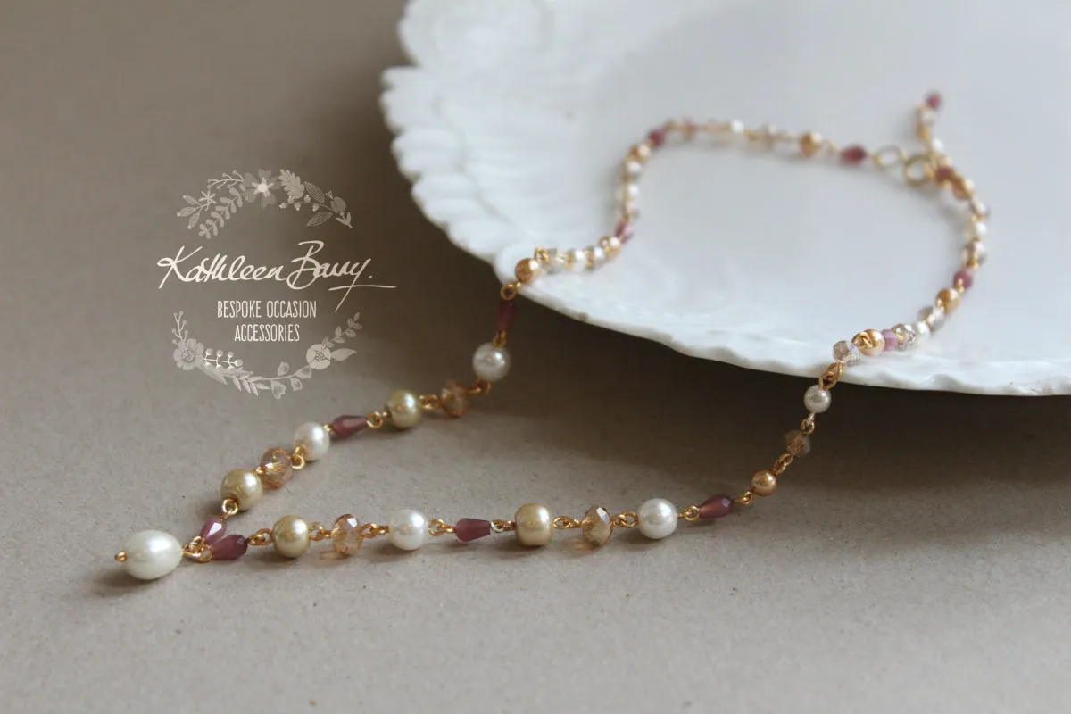 Lounette Pearl & Crystal Necklace - Color Options Available