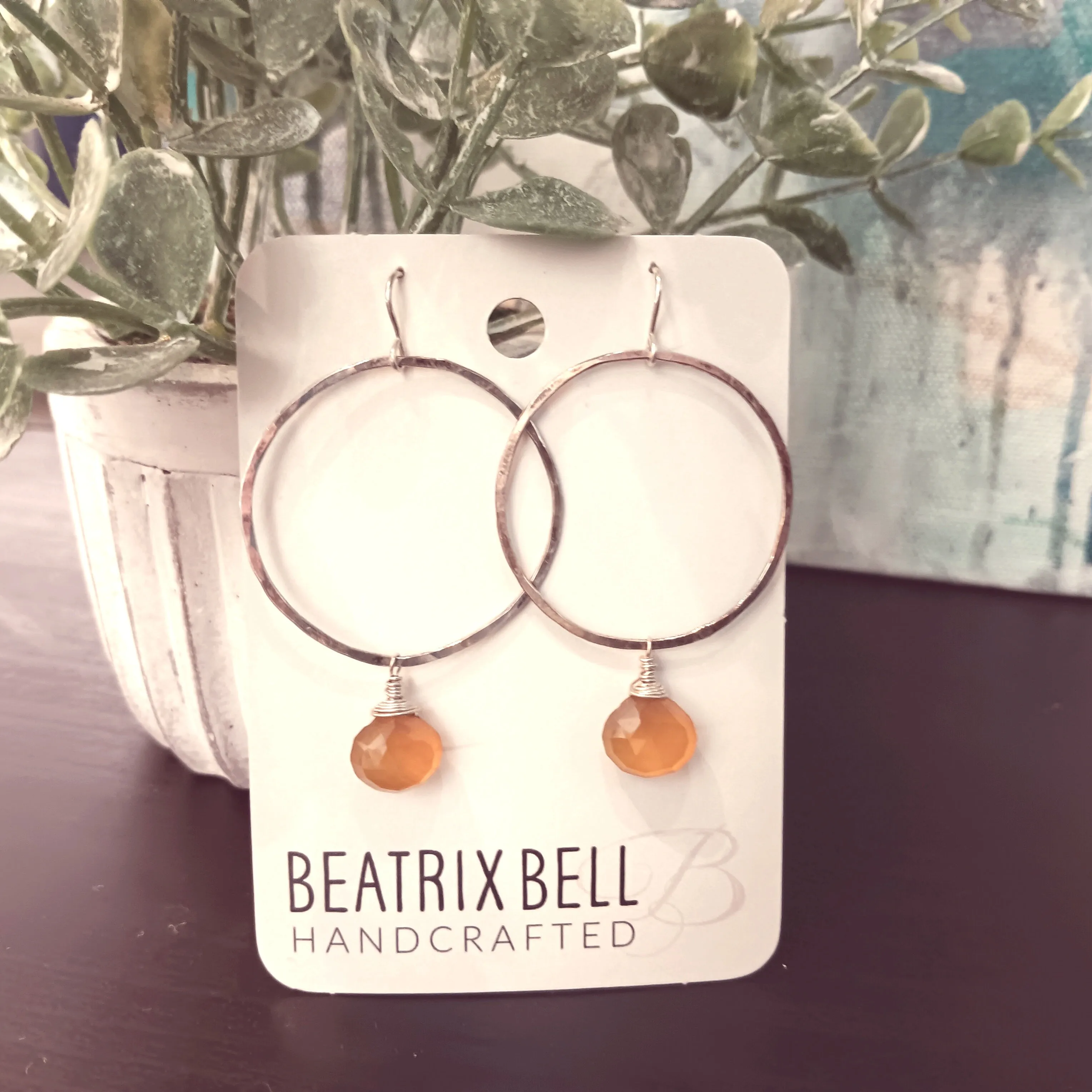 Luna Earrings, Honey Chalcedony