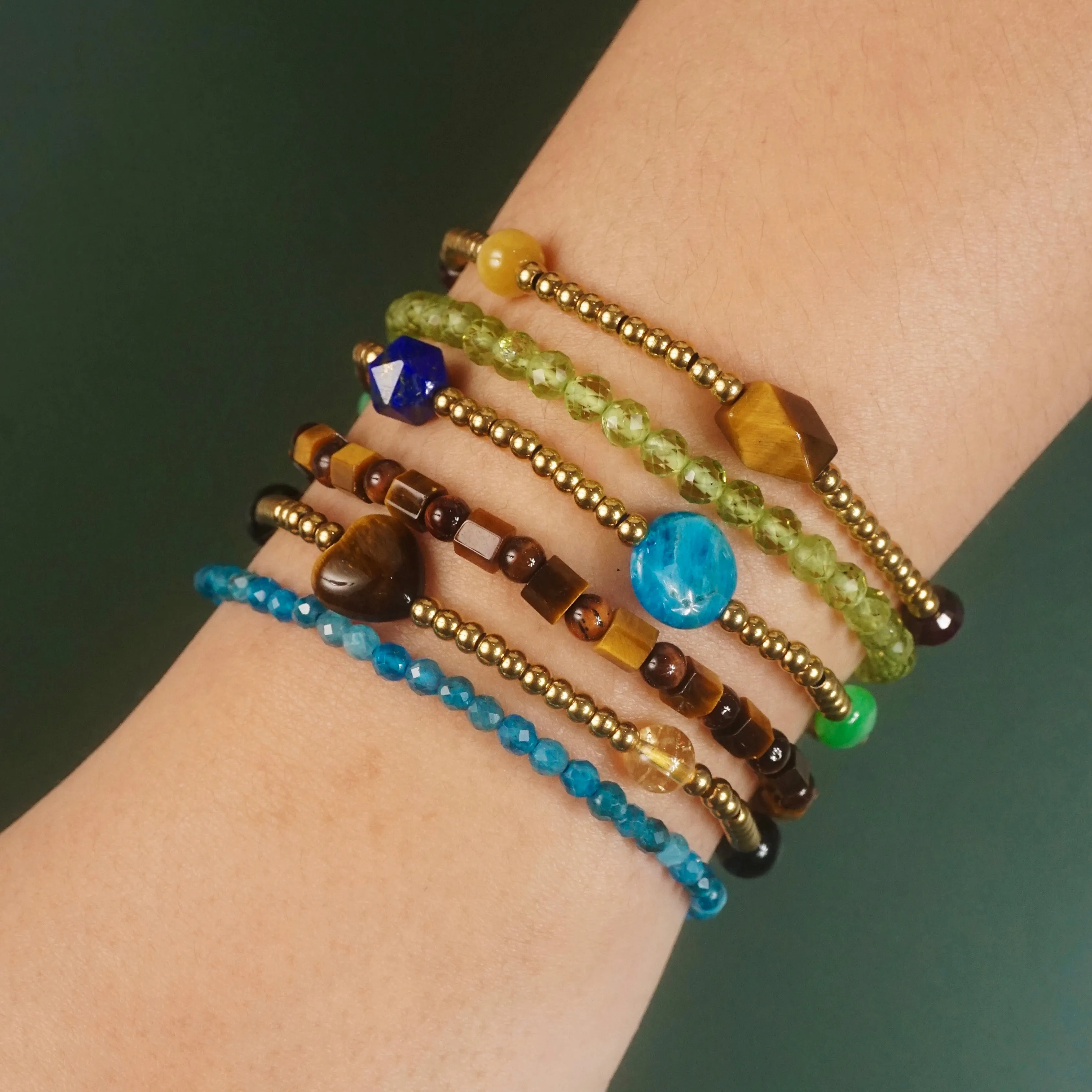 Madagascar Apatite, Lapis Lazuli, and Burma Jade