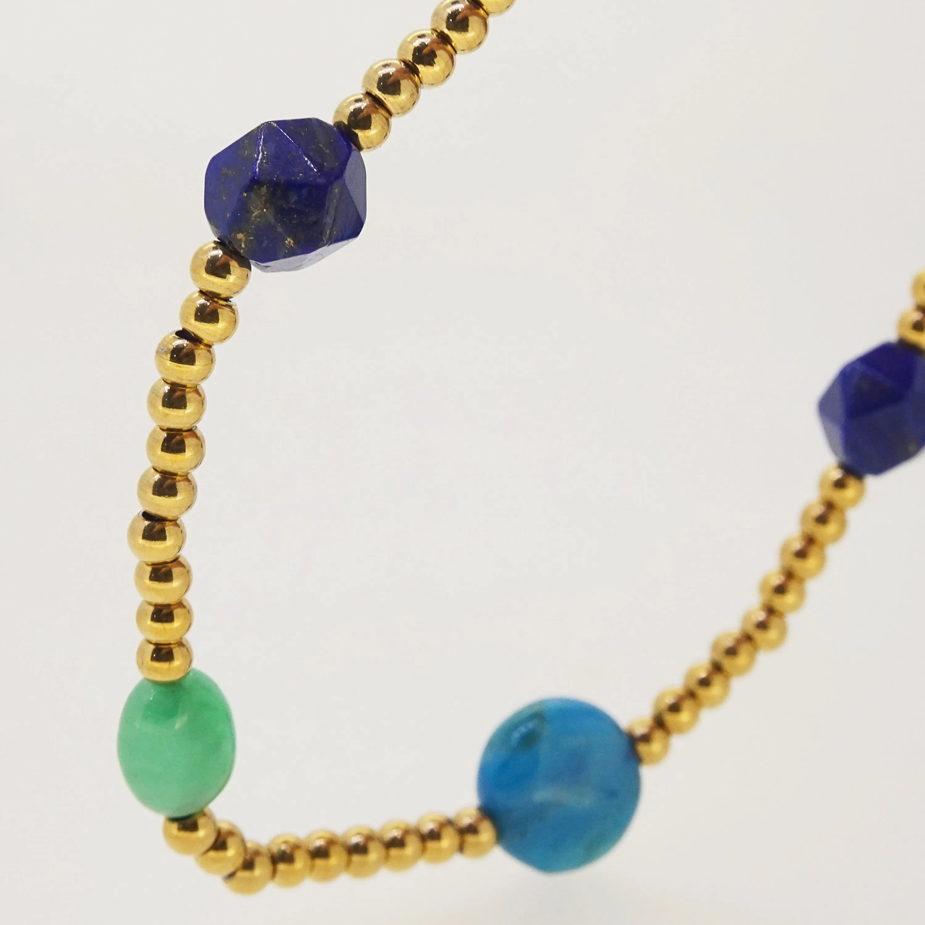 Madagascar Apatite, Lapis Lazuli, and Burma Jade