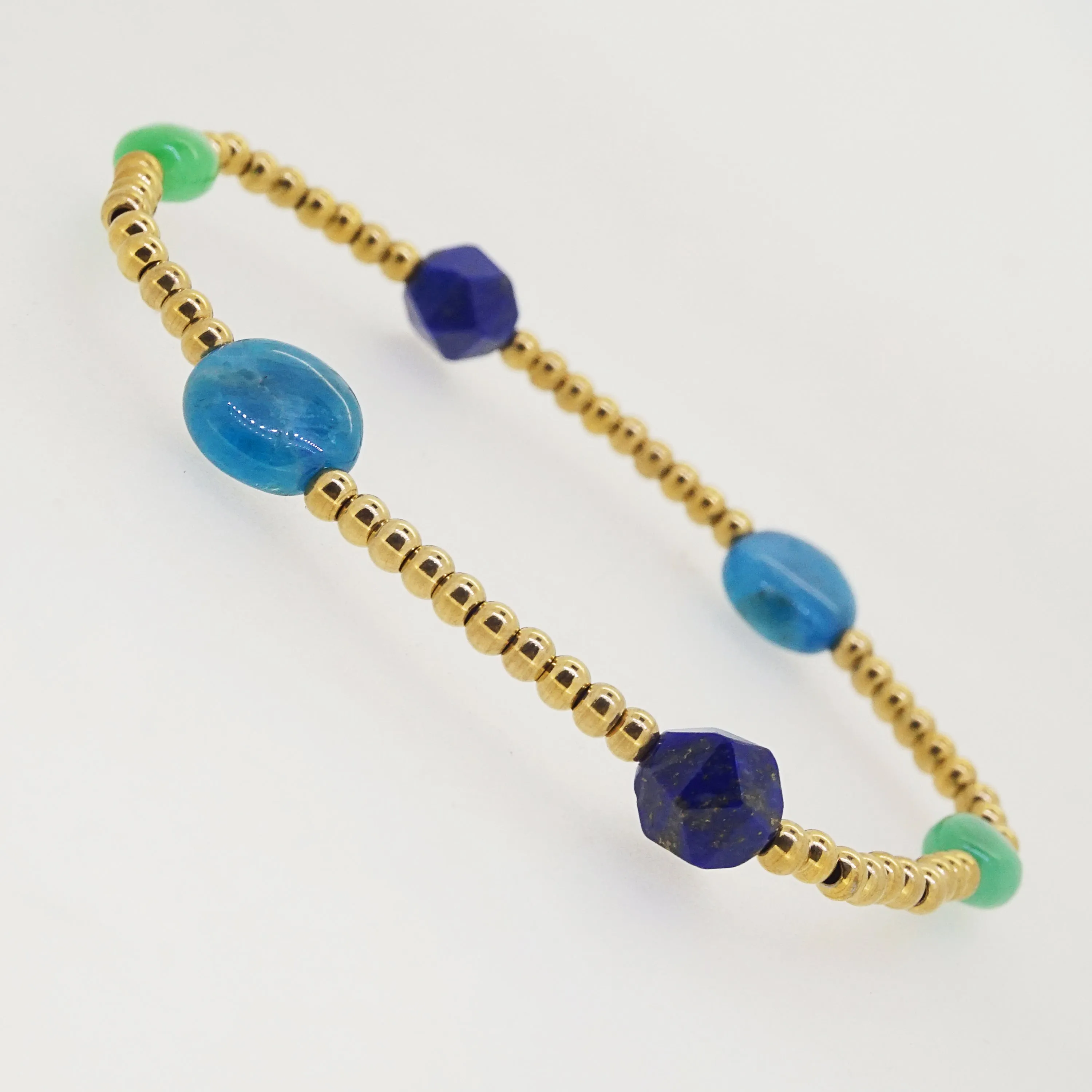 Madagascar Apatite, Lapis Lazuli, and Burma Jade