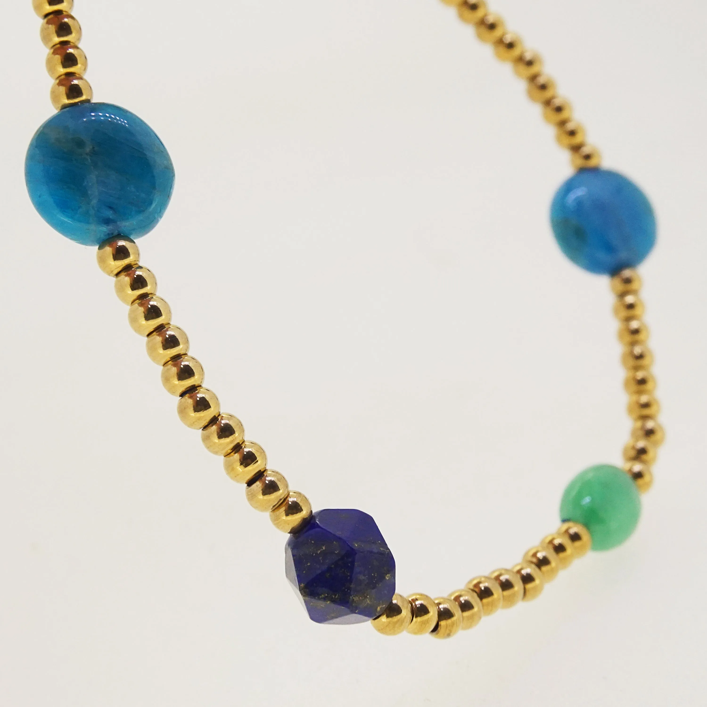 Madagascar Apatite, Lapis Lazuli, and Burma Jade