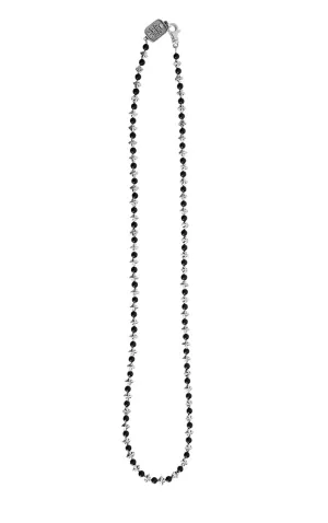 MB Cross and 4mm Onyx Bead Necklace