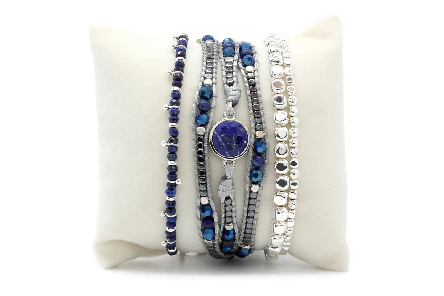 Melina Lapis and sodalite Bracelet Stack