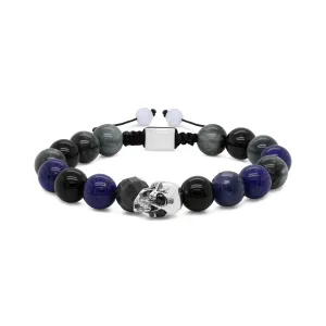 Memento Mori Sapphire, Lapis Lazuli, Onyx & Tiger's Eye Skull Bracelet