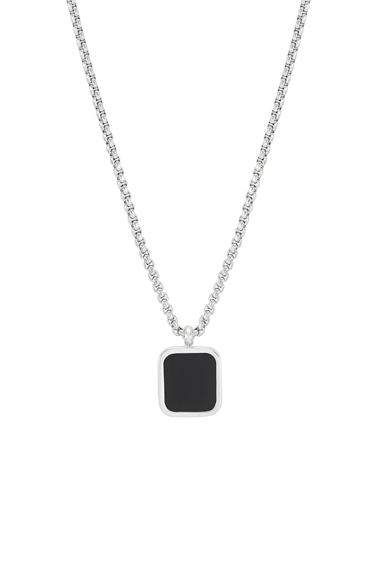 Mens Square Gemstone Pendant Necklace