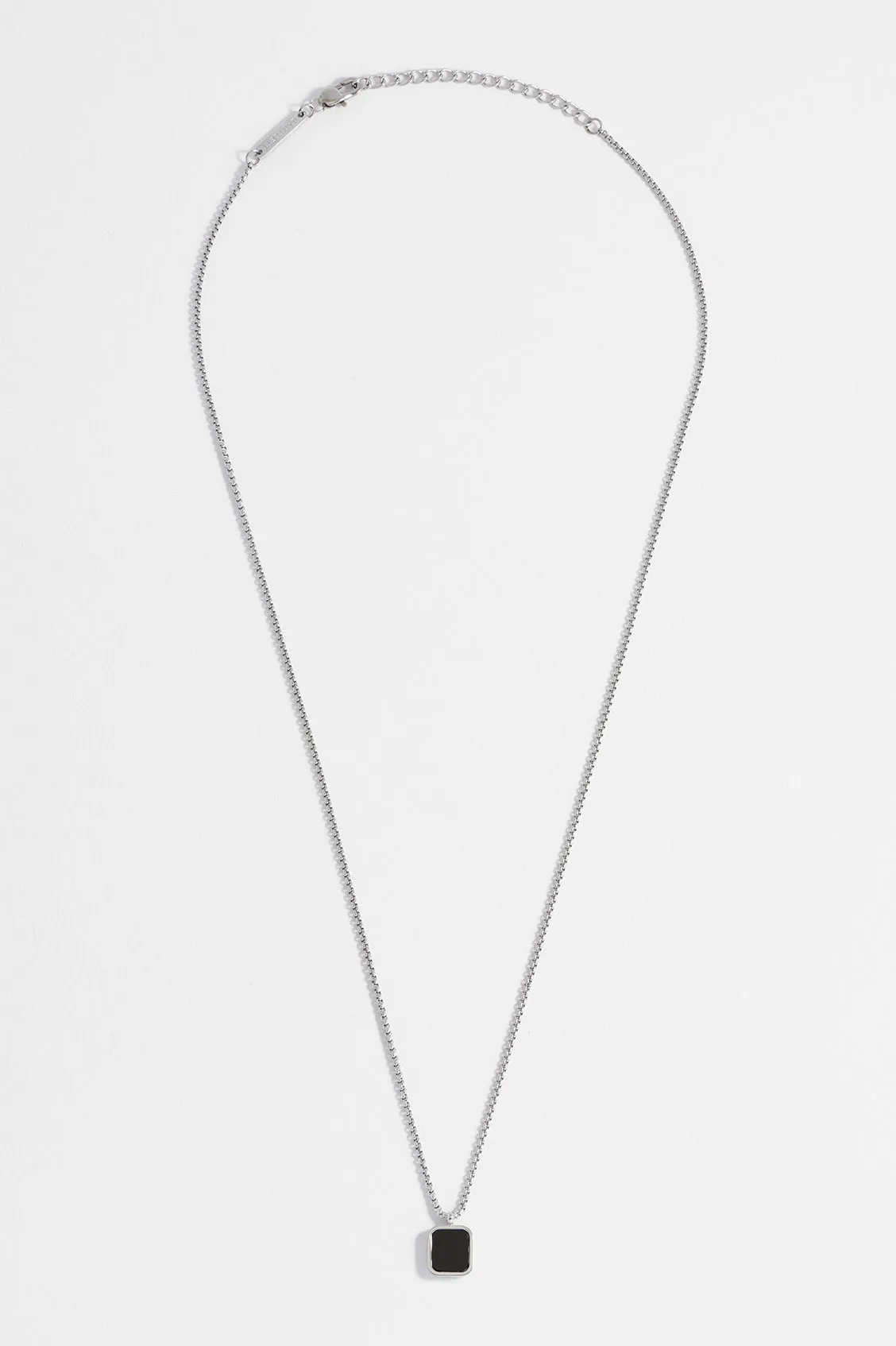 Mens Square Gemstone Pendant Necklace