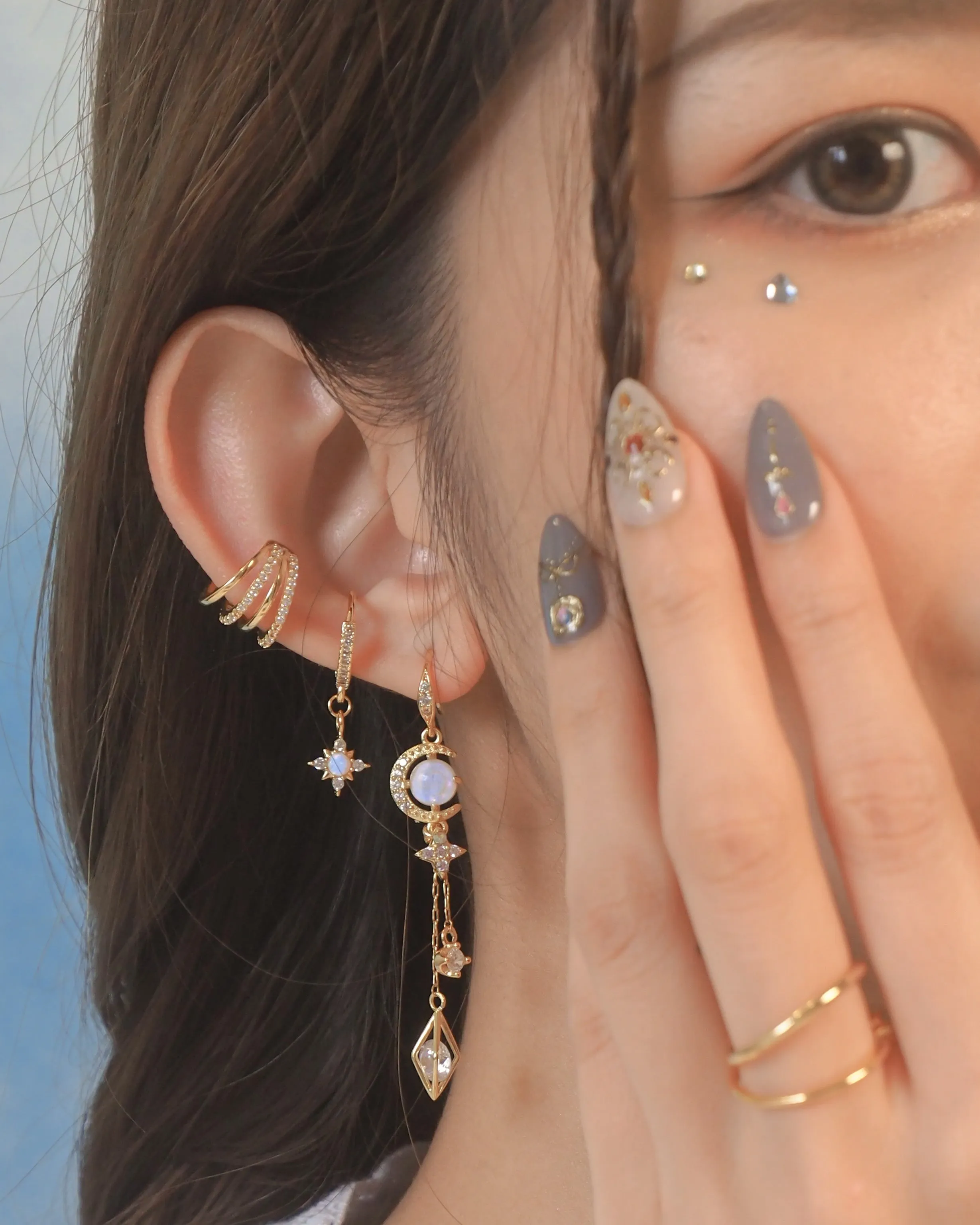 Midnight Opal - Moon Earrings