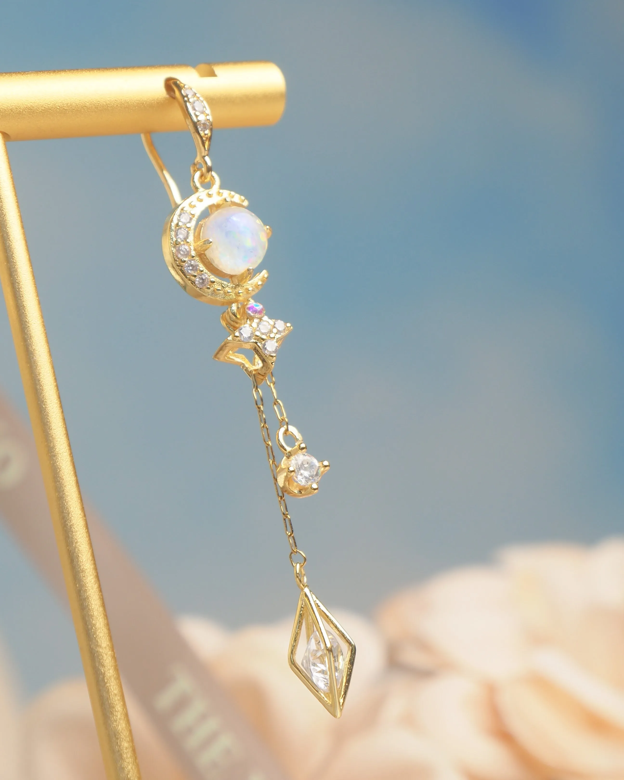 Midnight Opal - Moon Earrings