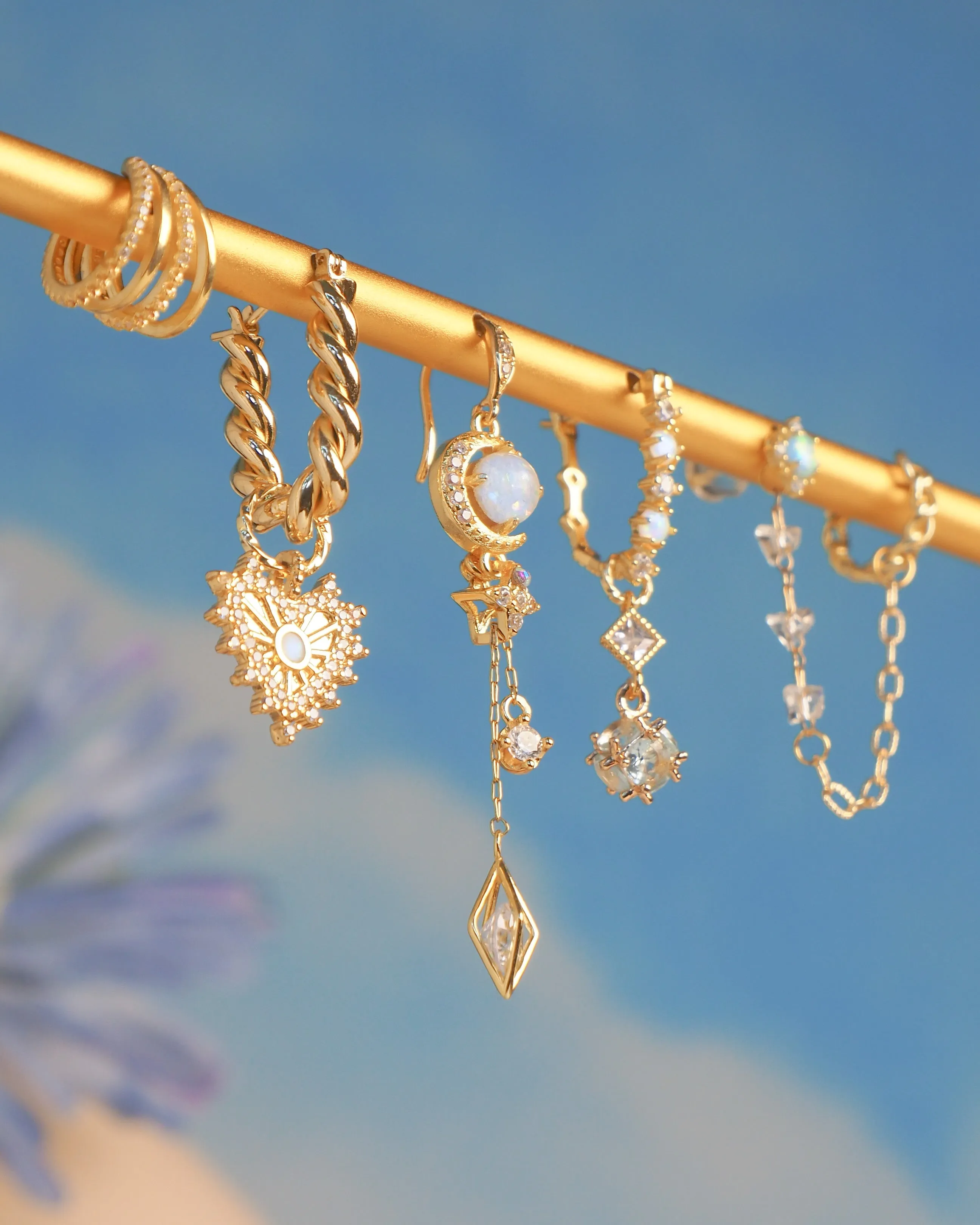 Midnight Opal - Moon Earrings