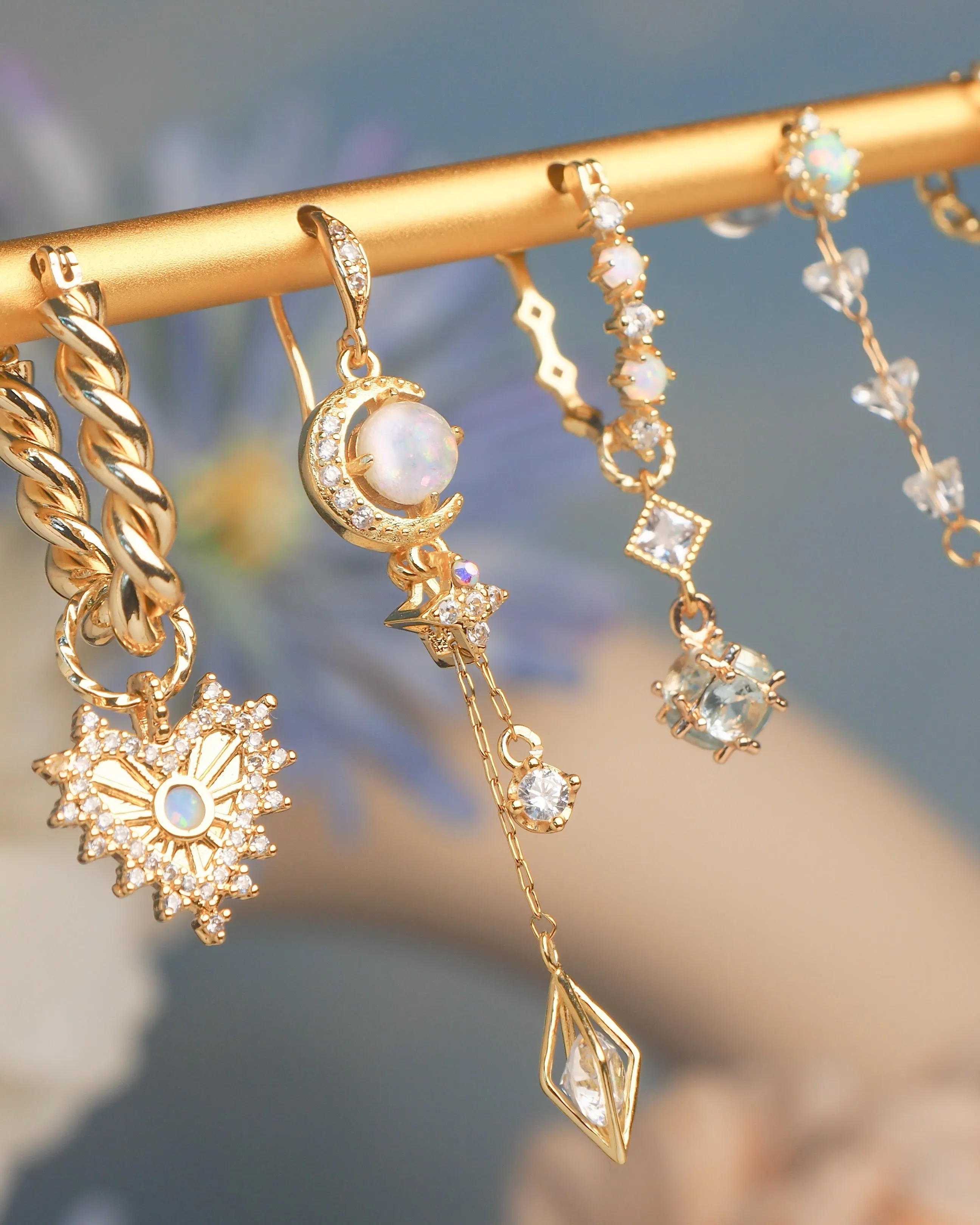 Midnight Opal - Moon Earrings