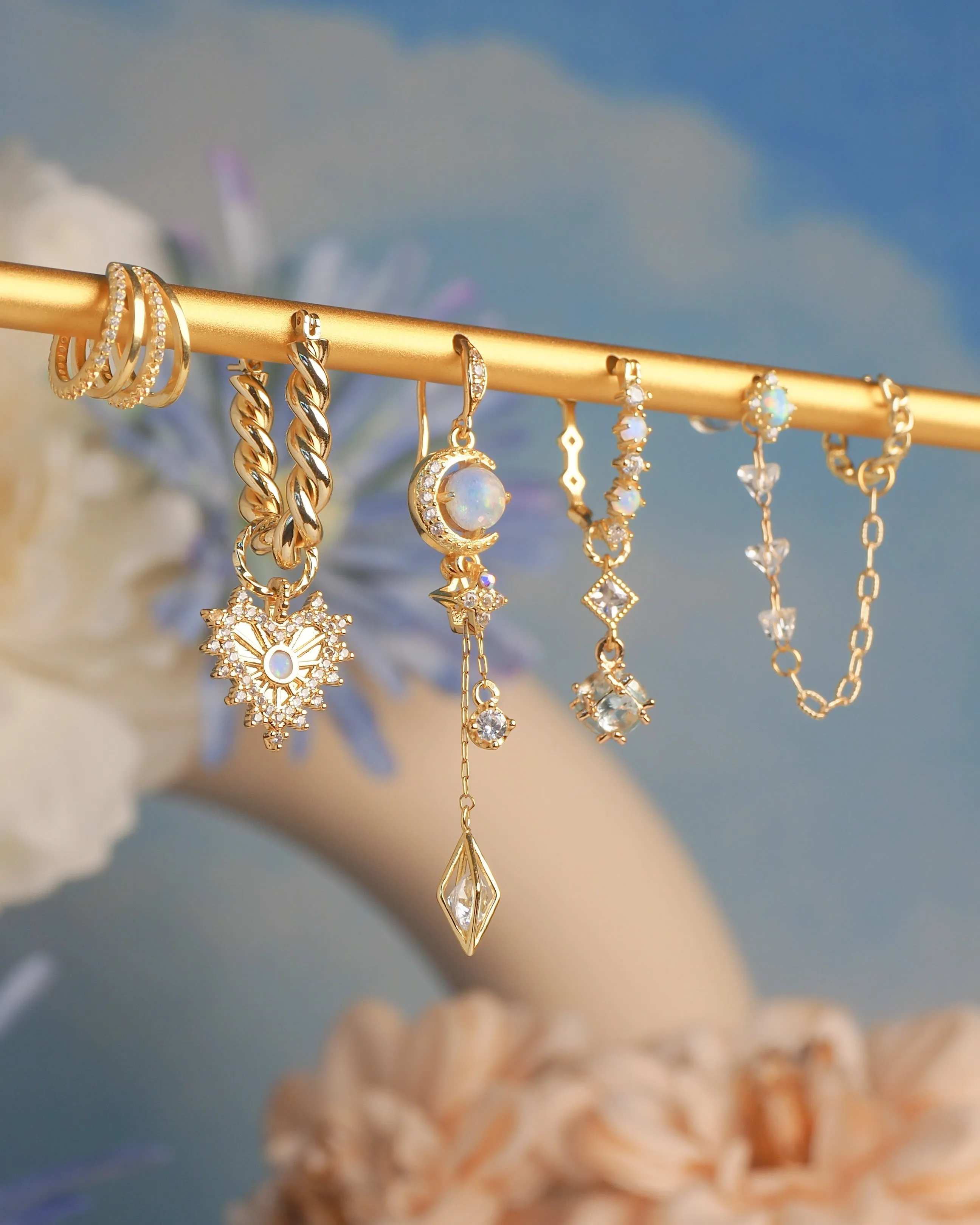 Midnight Opal - Moon Earrings