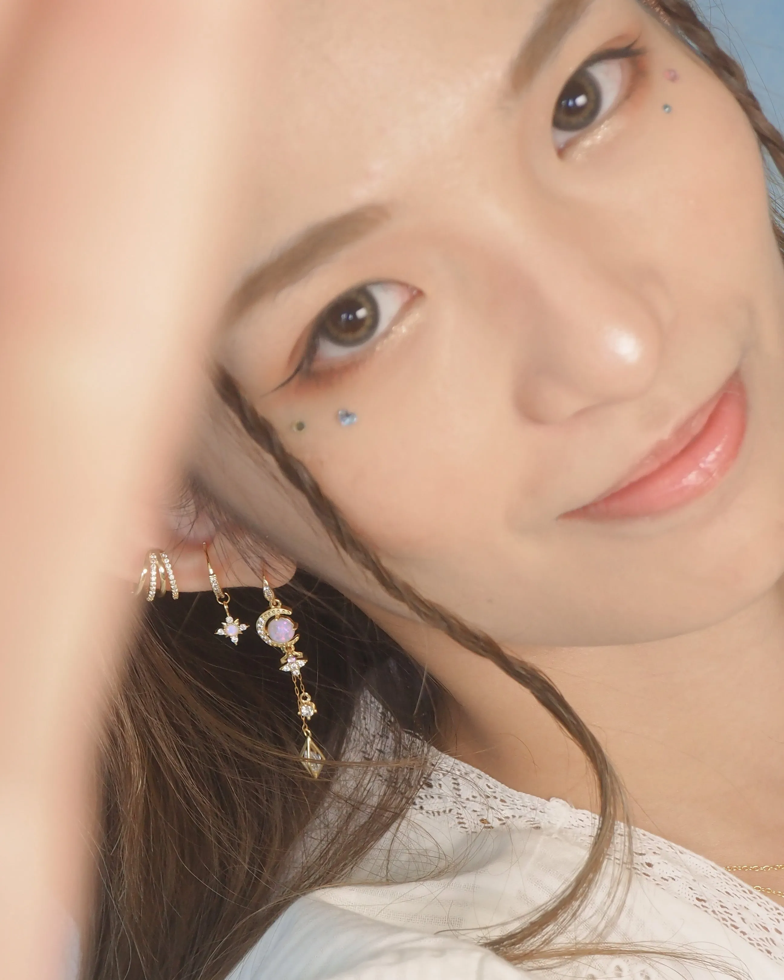 Midnight Opal - Moon Earrings