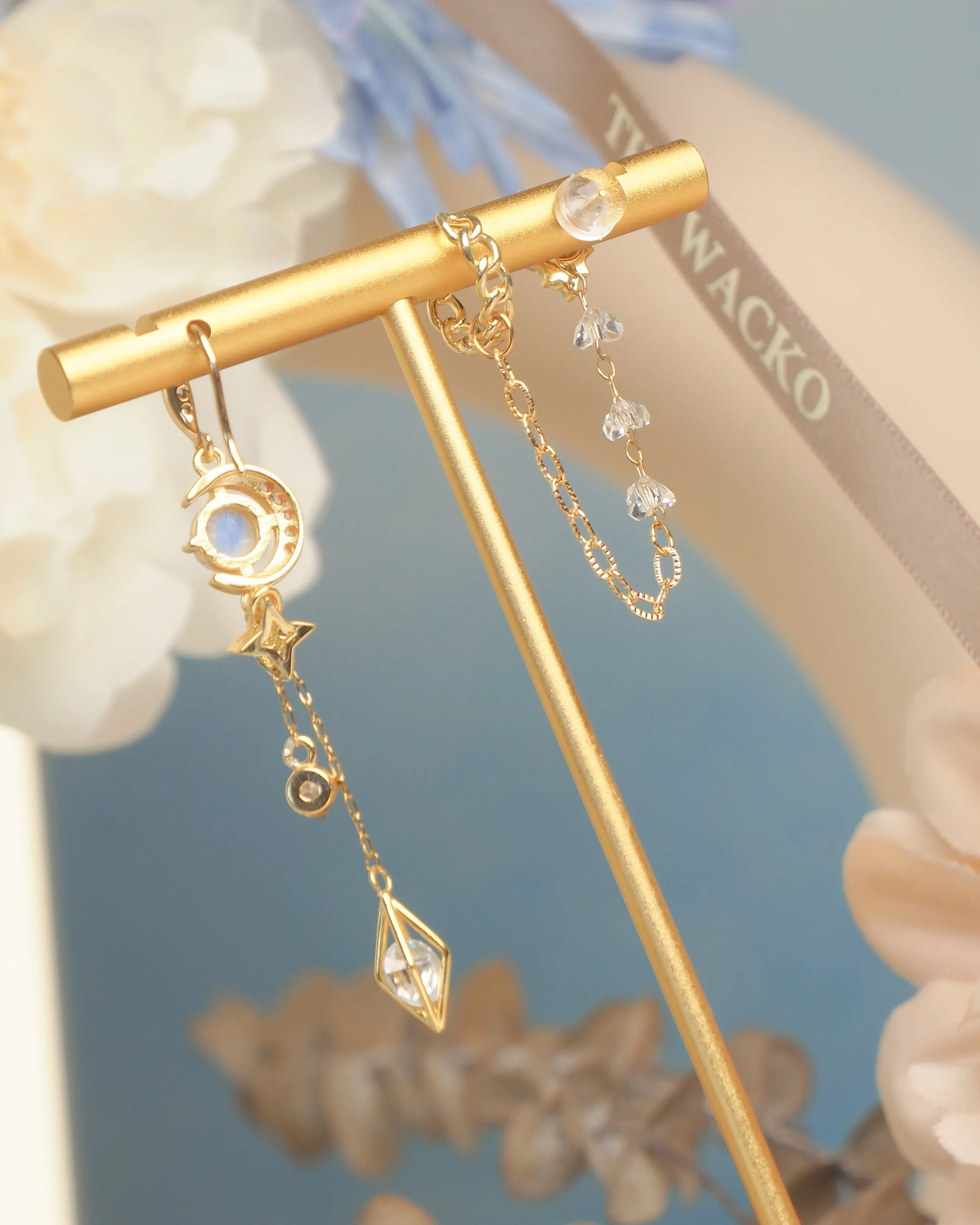 Midnight Opal - Moon Earrings