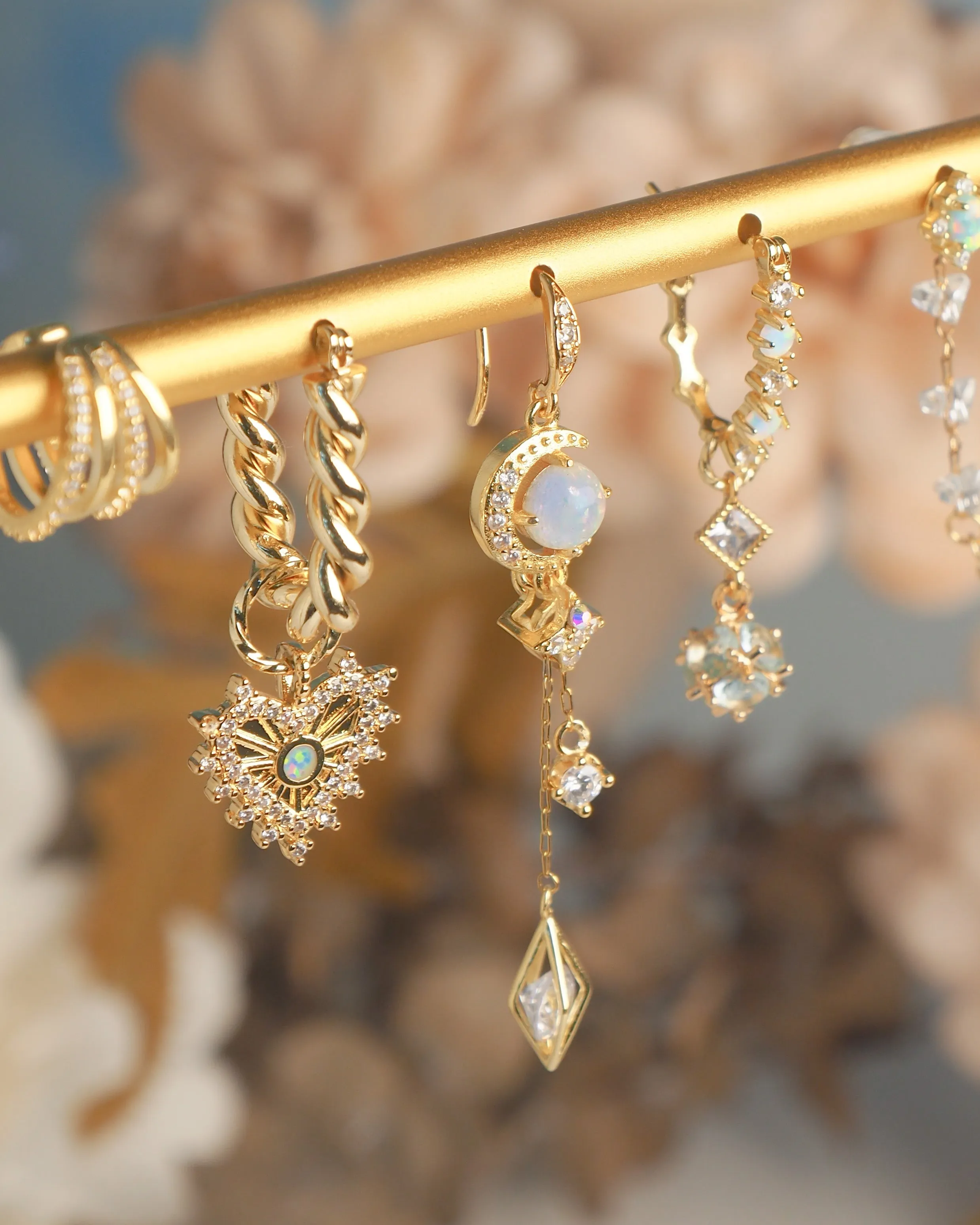 Midnight Opal - Moon Earrings