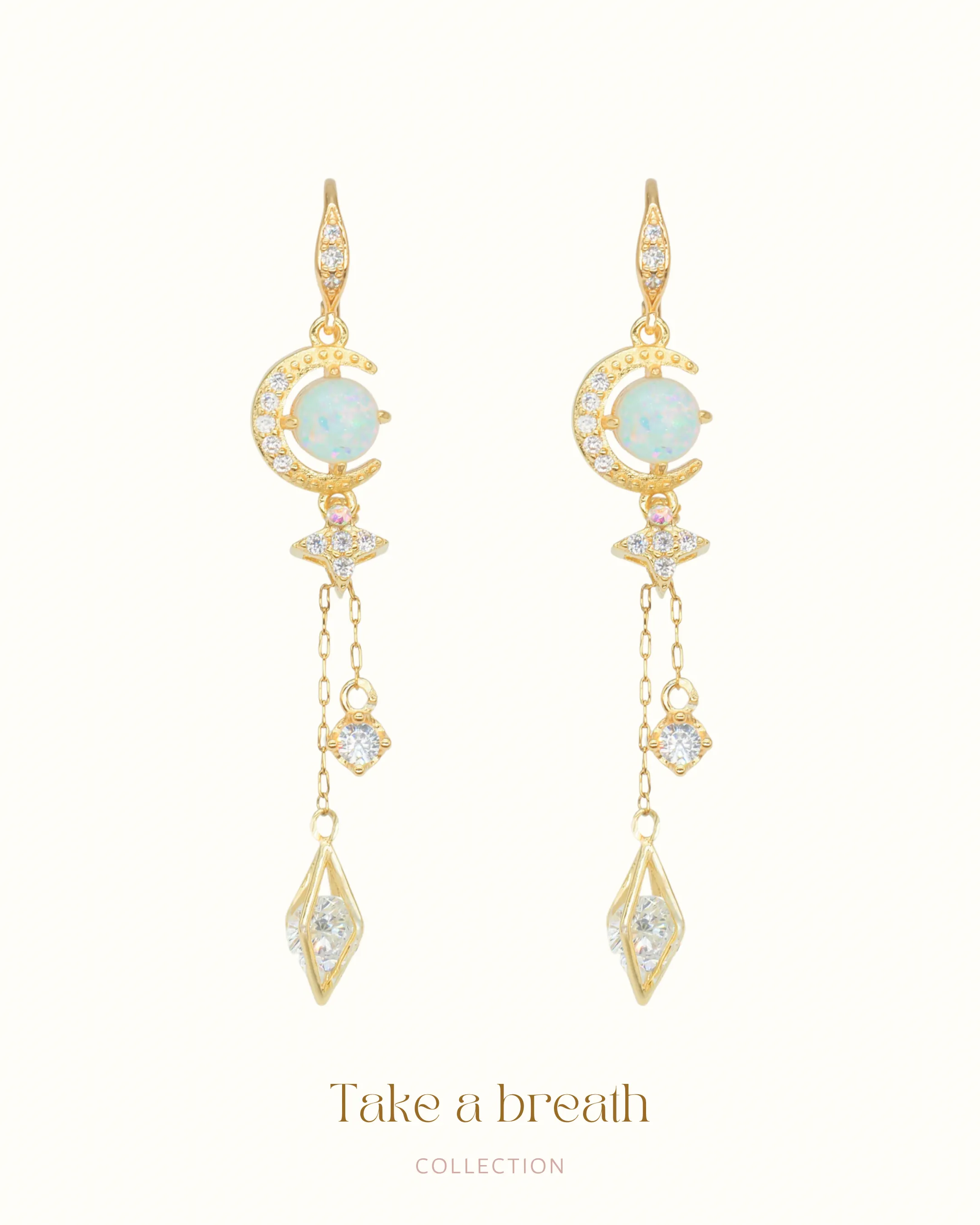 Midnight Opal - Moon Earrings