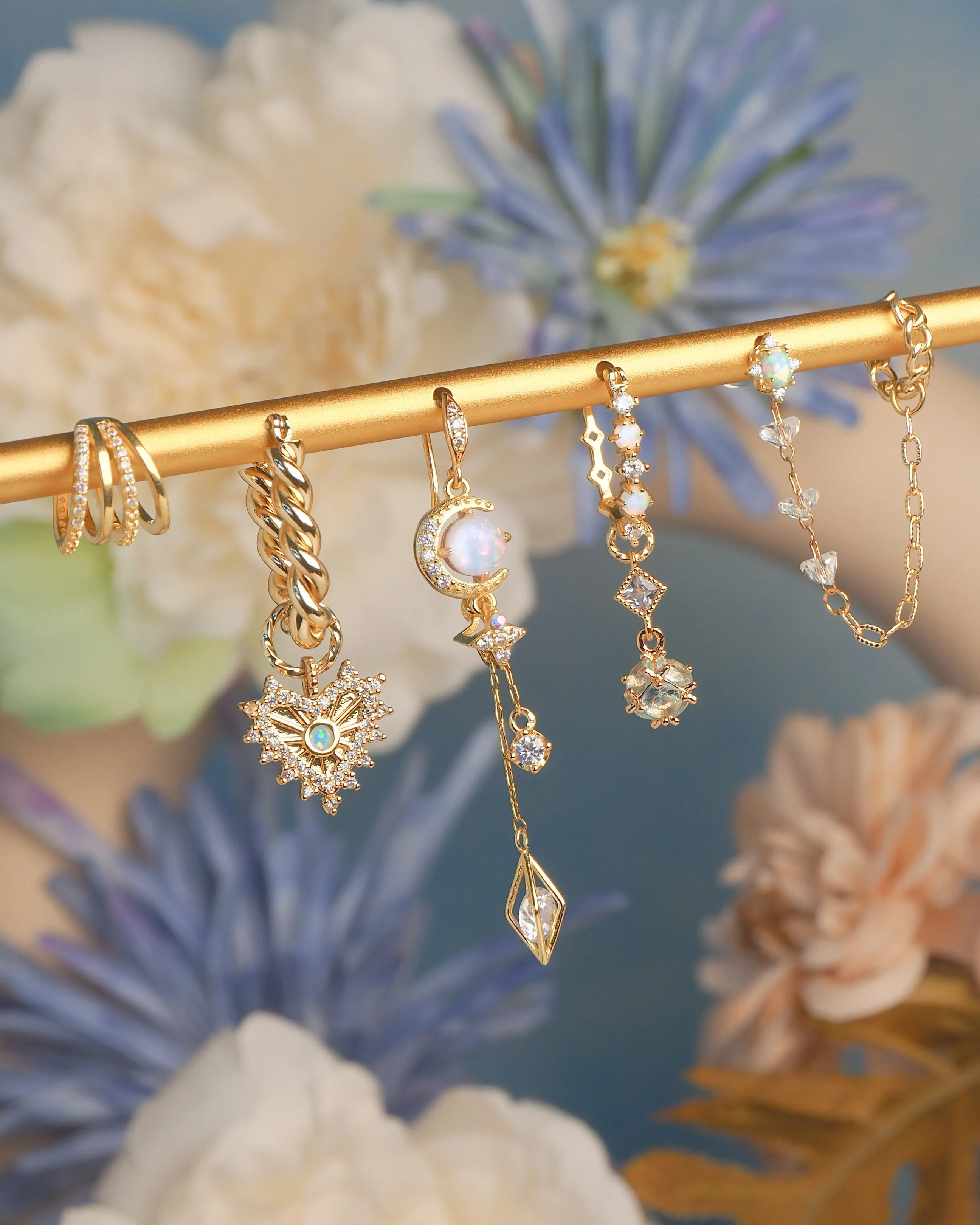 Midnight Opal - Moon Earrings