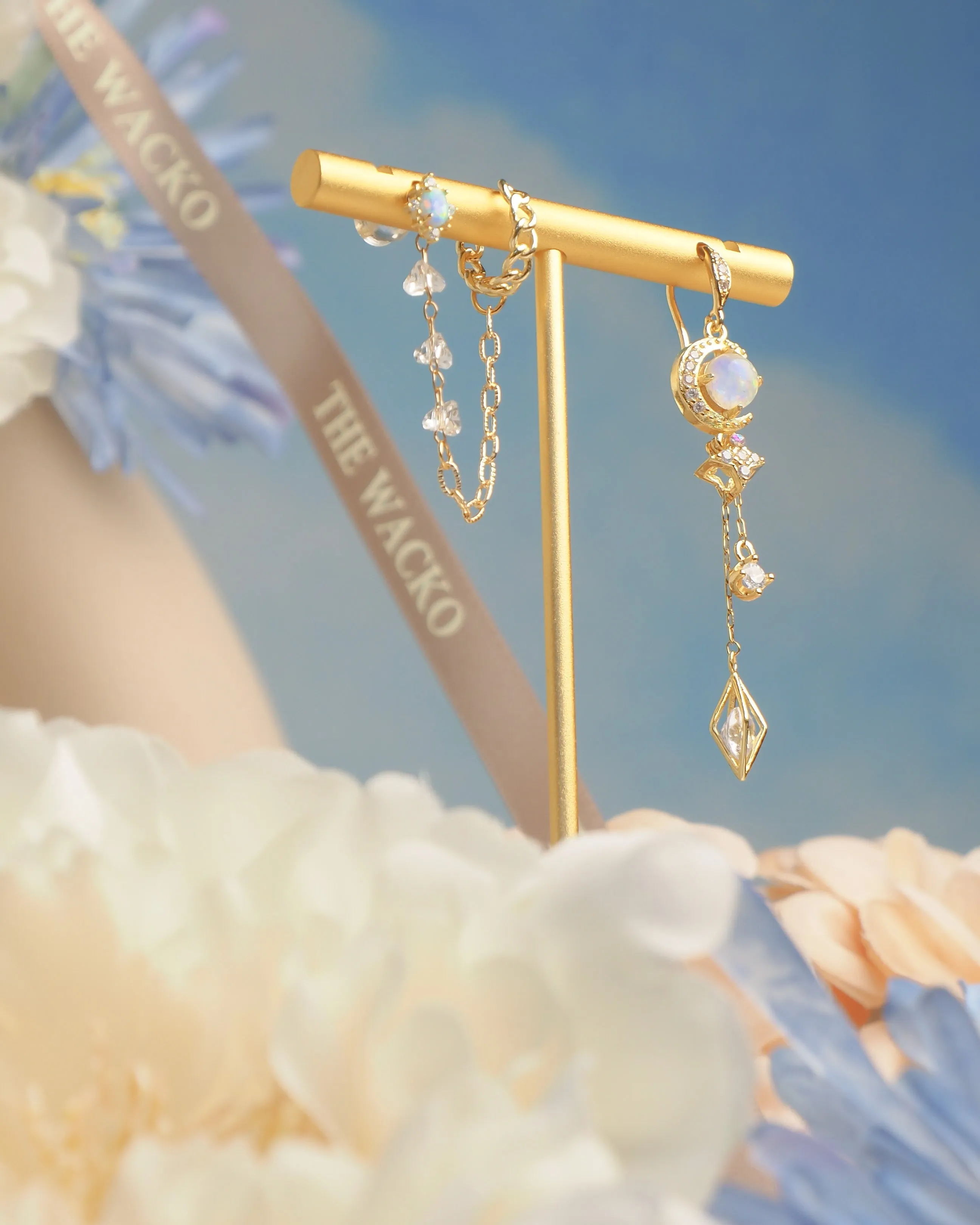 Midnight Opal - Moon Earrings