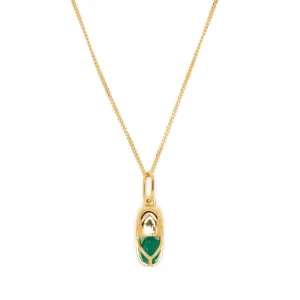 Mini Capsule Crystal Necklace - Green Onyx, 24kt Gold Vermeil