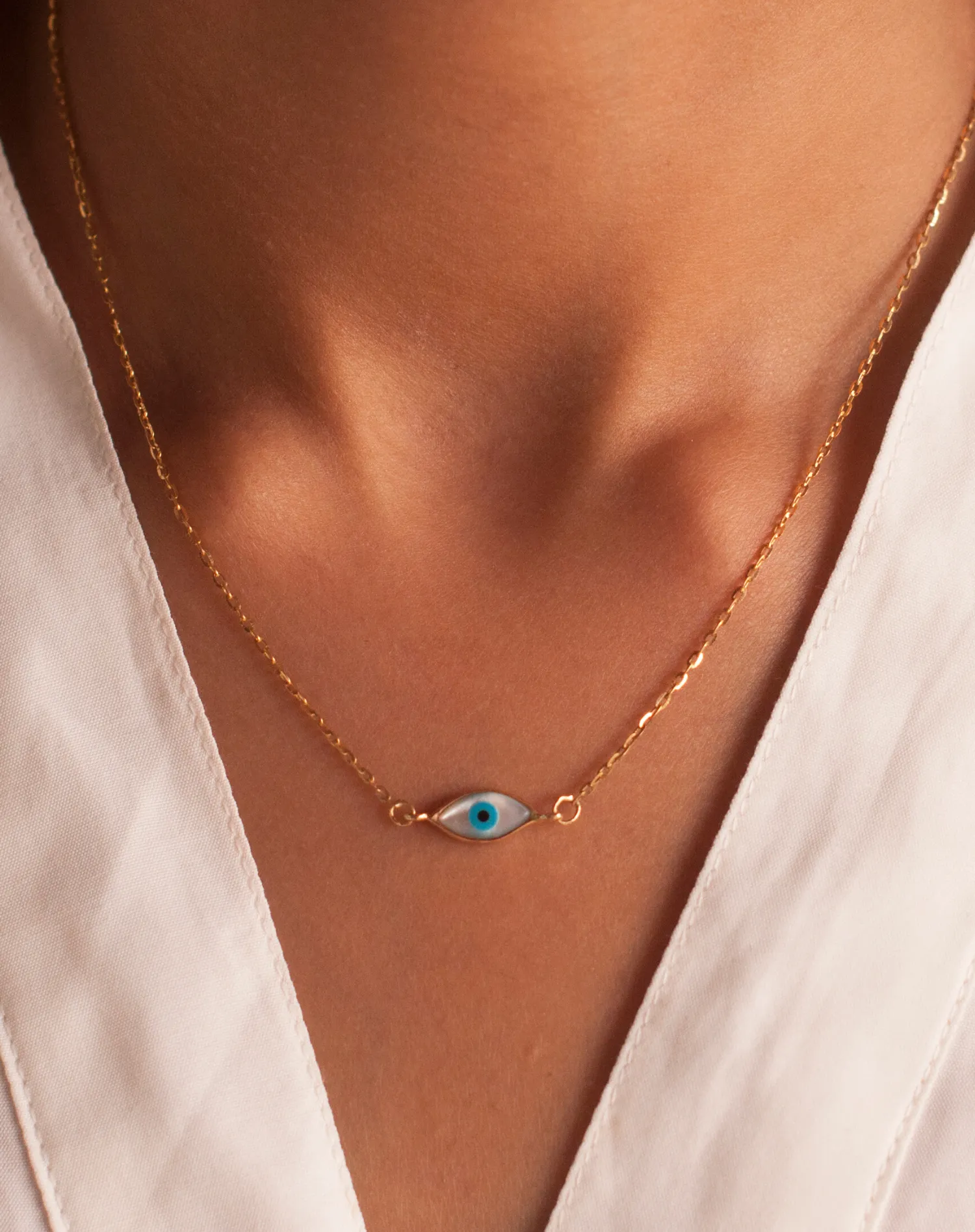 Mini Evil Eye Marquise Necklace