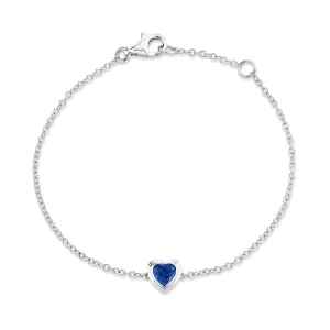 MINI ME BLUE SAPPHIRE BEZEL HEART BRACELET