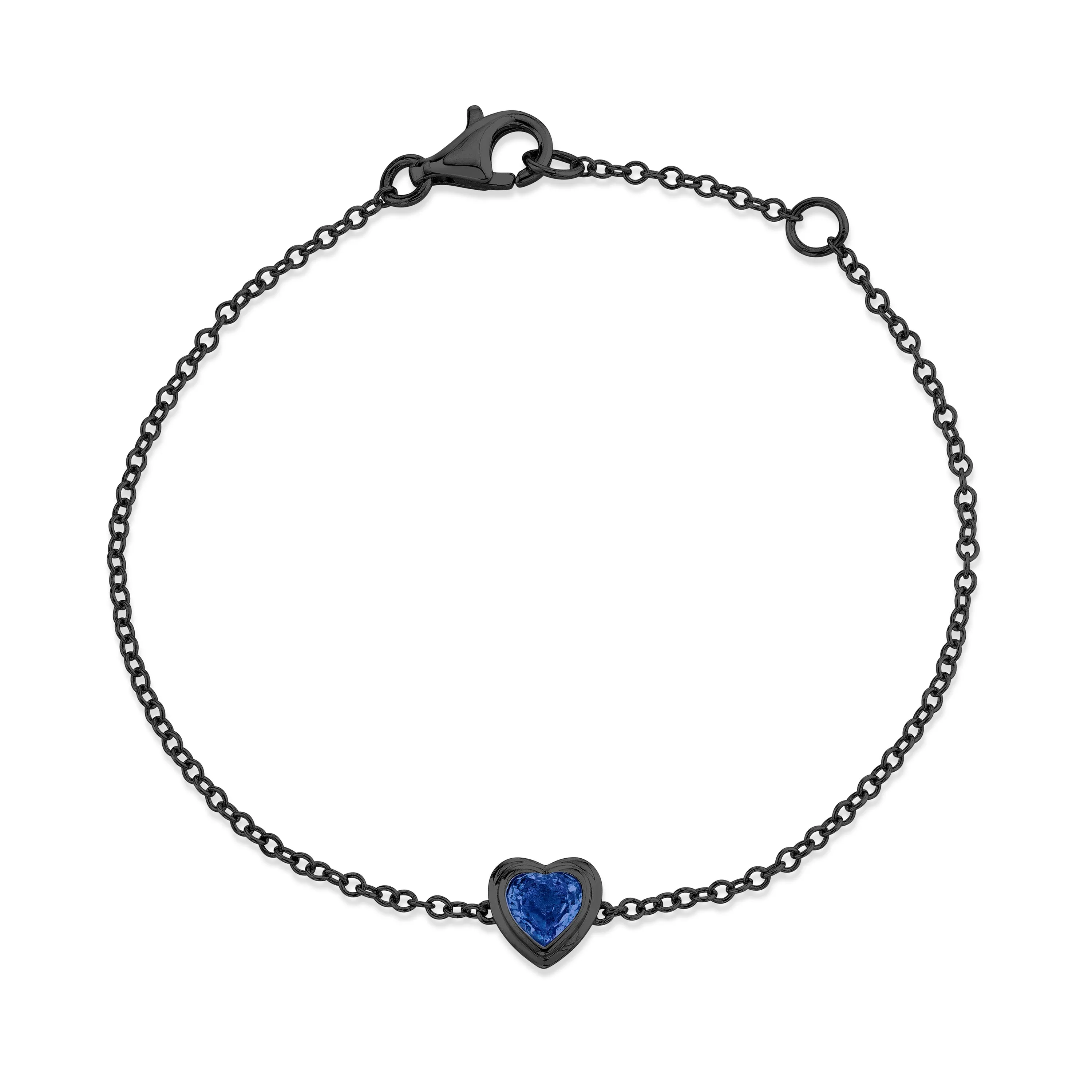 MINI ME BLUE SAPPHIRE BEZEL HEART BRACELET