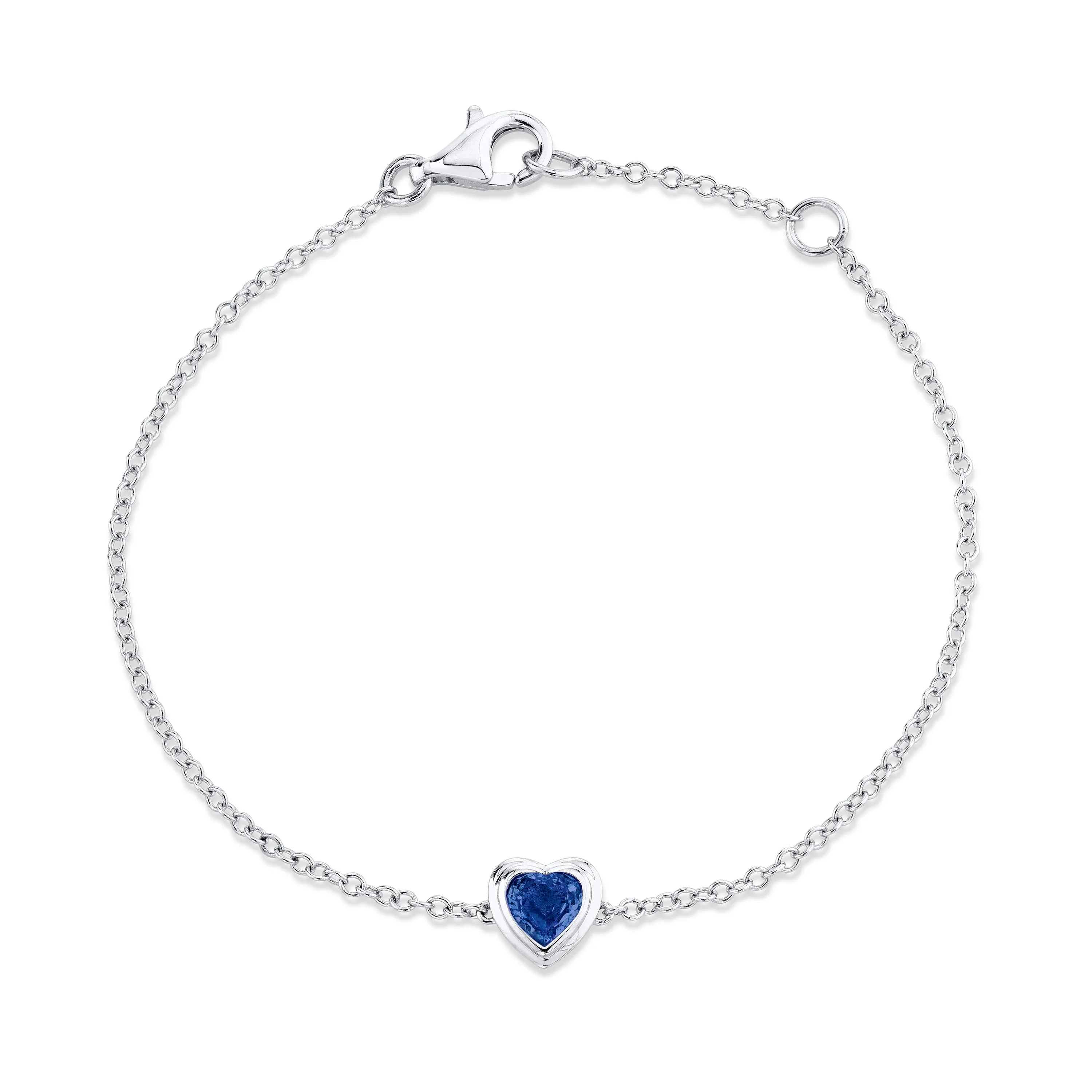 MINI ME BLUE SAPPHIRE BEZEL HEART BRACELET
