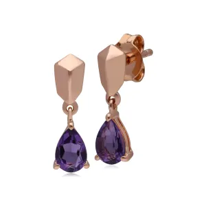 Mini Statement Amethyst Ohrringe in Rose Vergoldetem 925 Sterling Silber