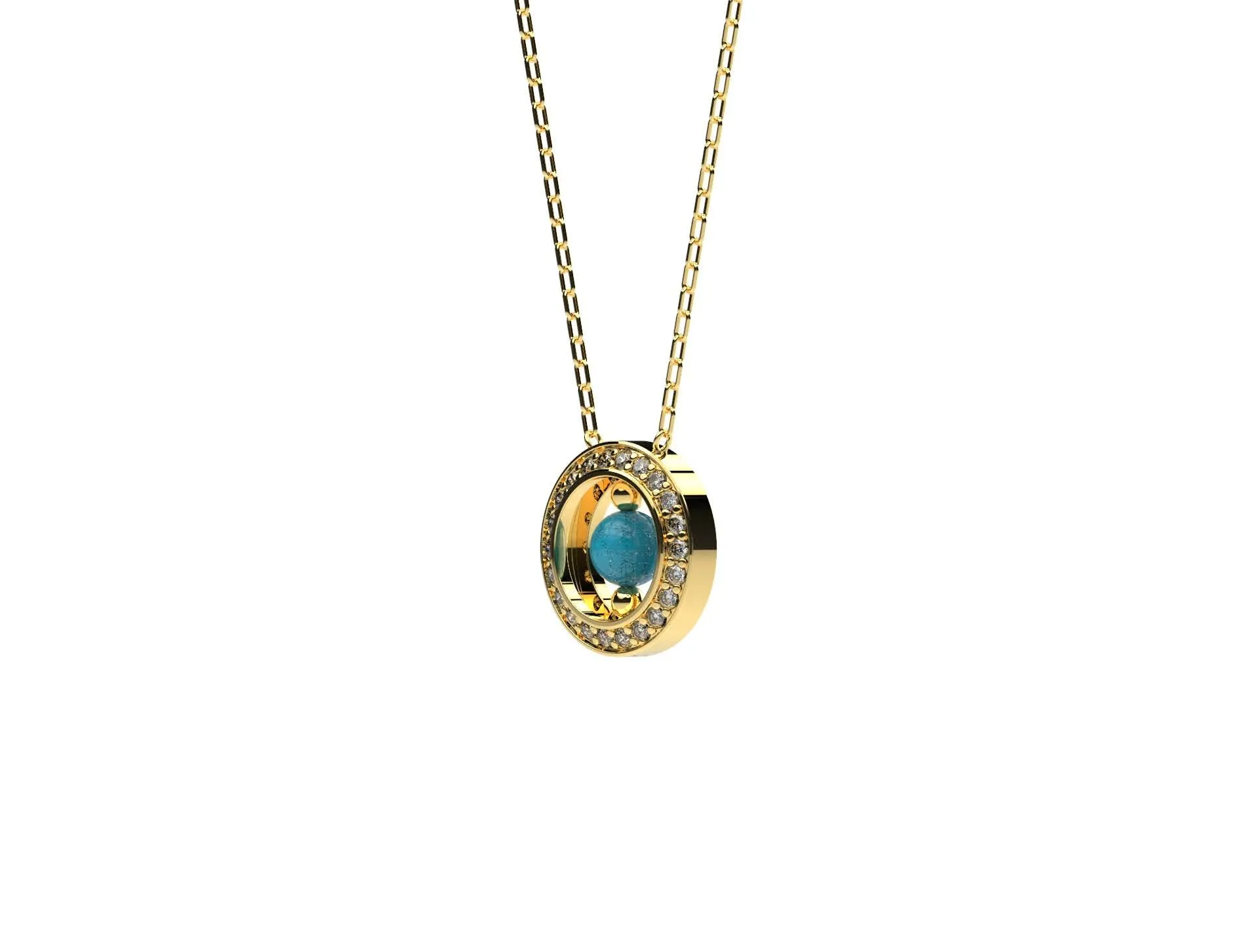 Mother's love with diamond -Turquoise