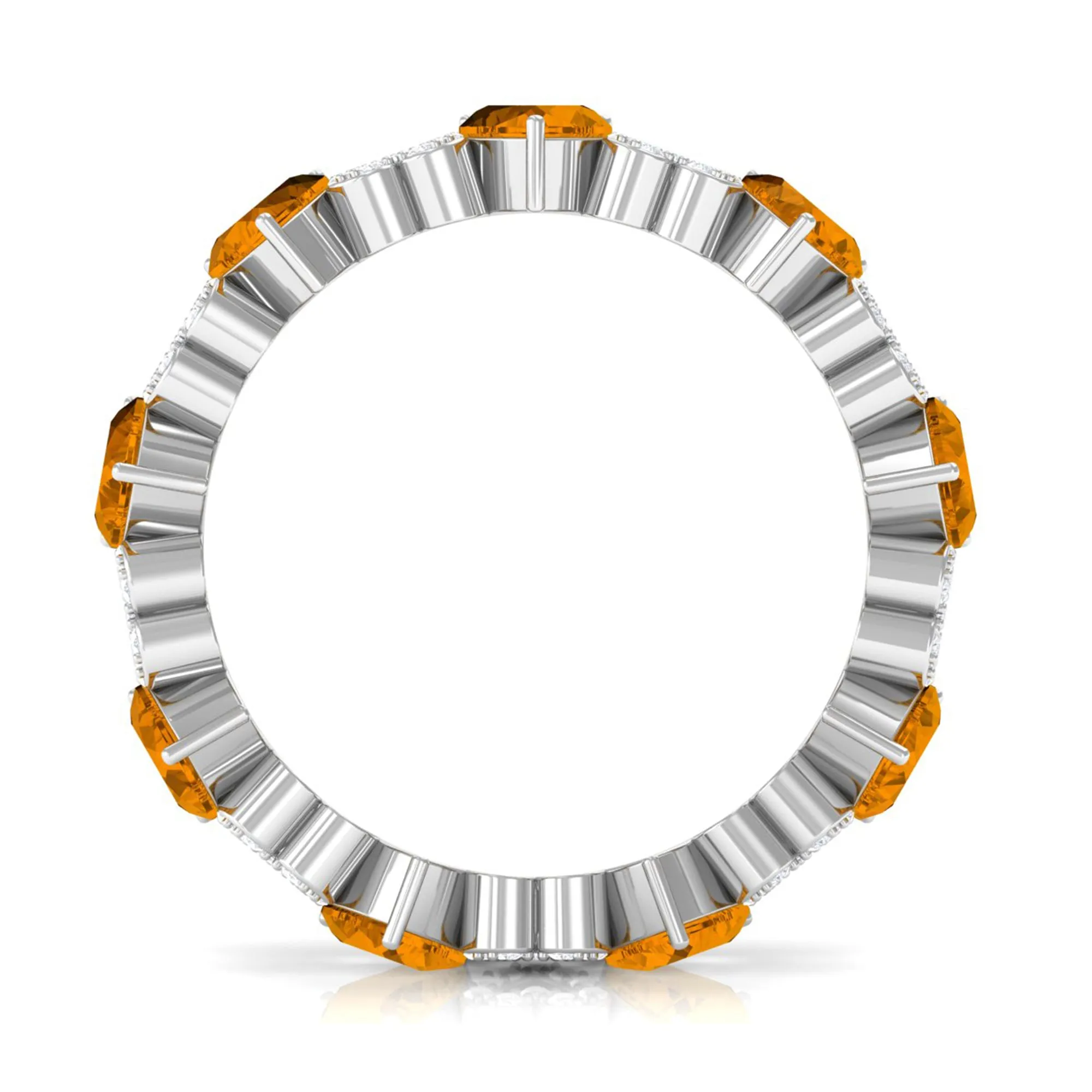 Natural Citrine and Diamond Heart Eternity Band Ring