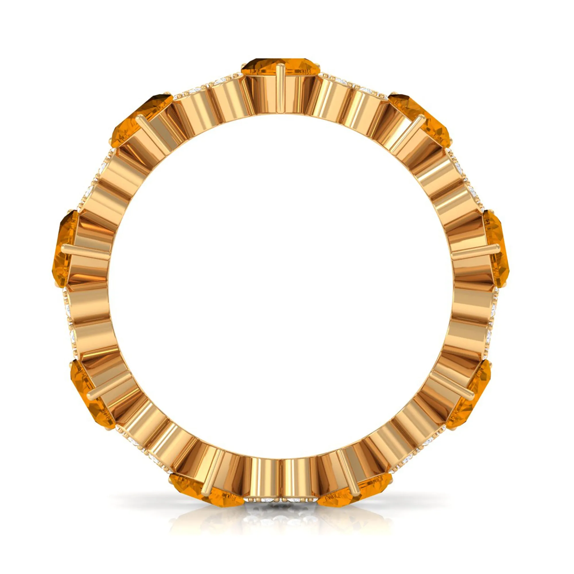 Natural Citrine and Diamond Heart Eternity Band Ring