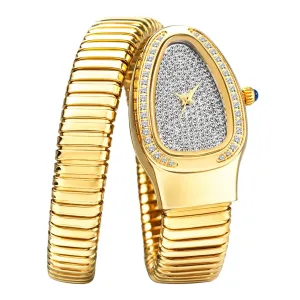 New Snake Design Luxury Wrist Quartz Watch For Women with Lab Diamonds