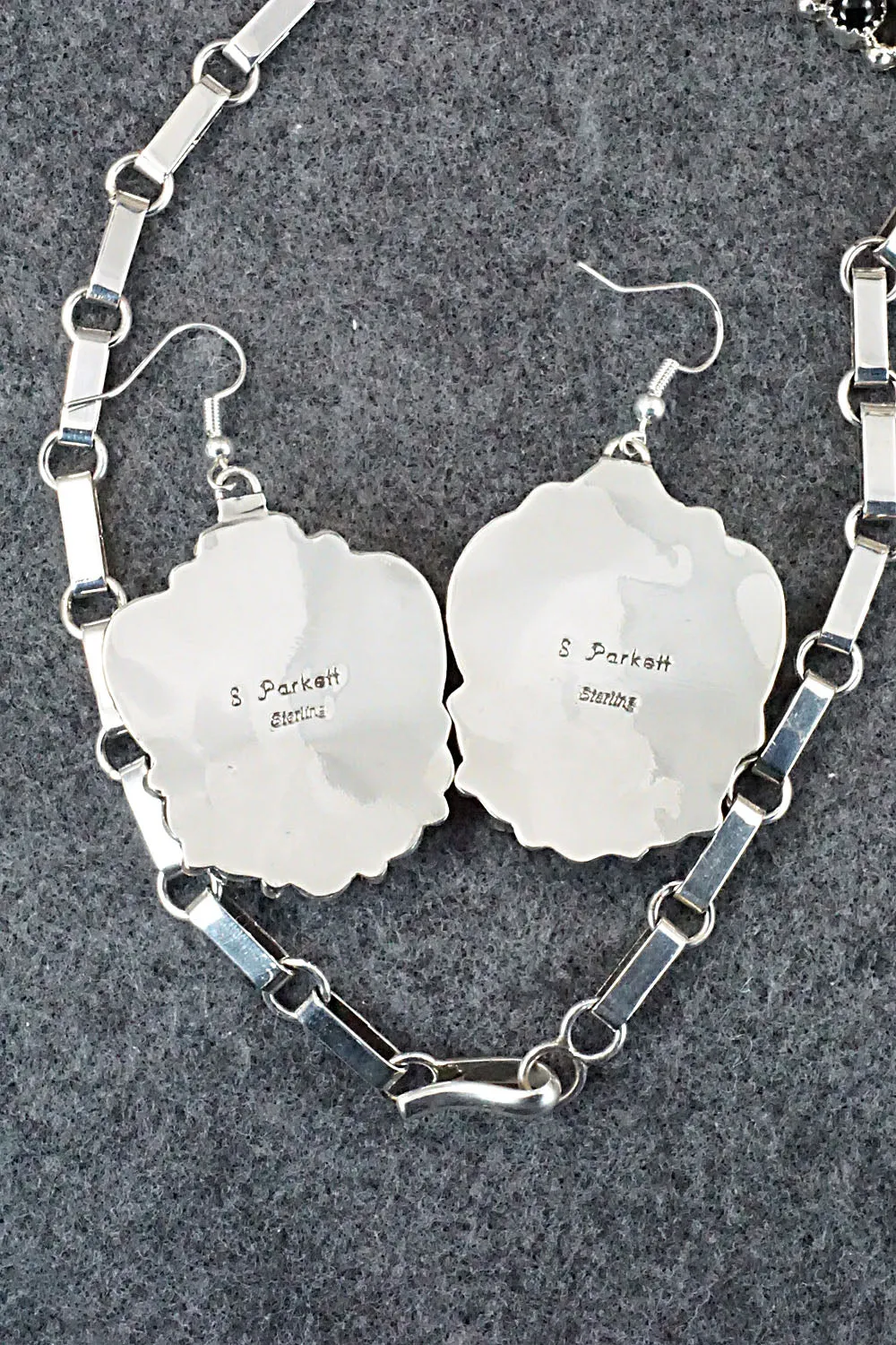 Onyx & Sterling Silver Necklace & Earrings Set - Sandra Parkett